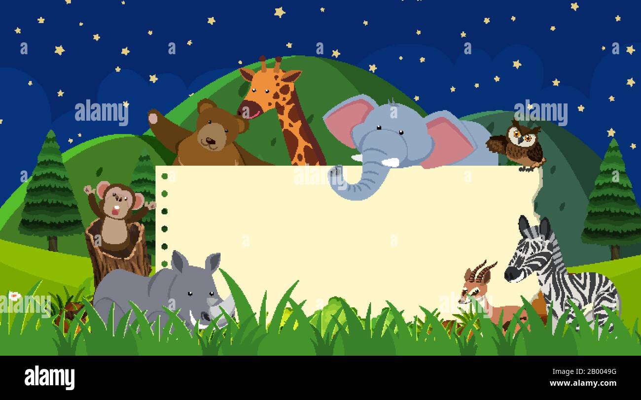 Border template with wild animals background illustration Stock Vector  Image & Art - Alamy