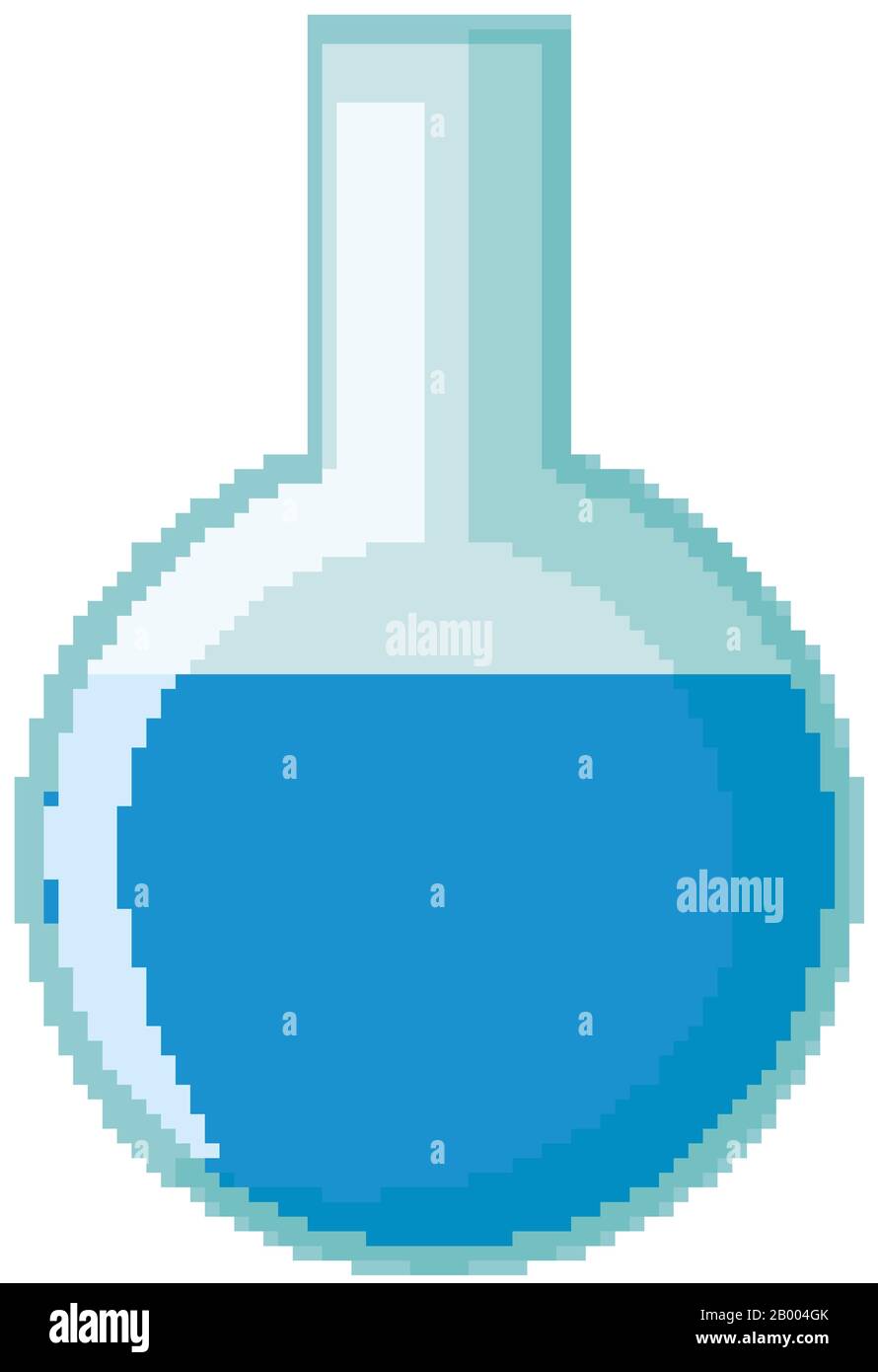 Flask with blue chemical inside illustration Stock Vector