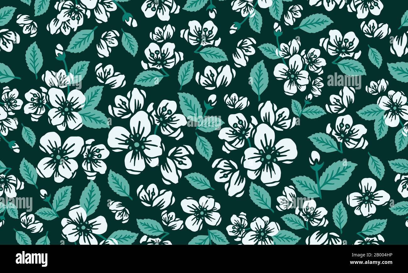 Beautiful of floral spring pattern background, with simple leaf and ...