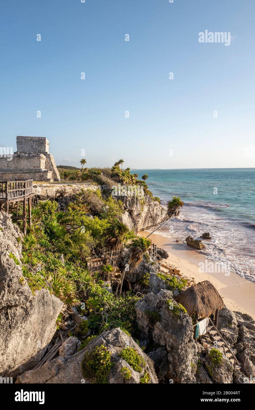 Archeological Zone of Tulum - Mayan Port City Ruins, Quintana Roo, Mexico Stock Photo