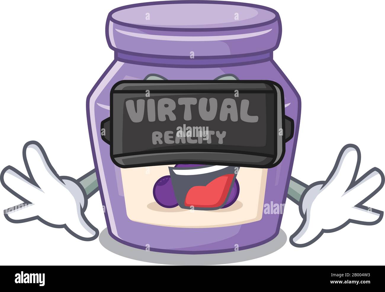 A Picture of blueberry jam character wearing Virtual reality headset Stock Vector