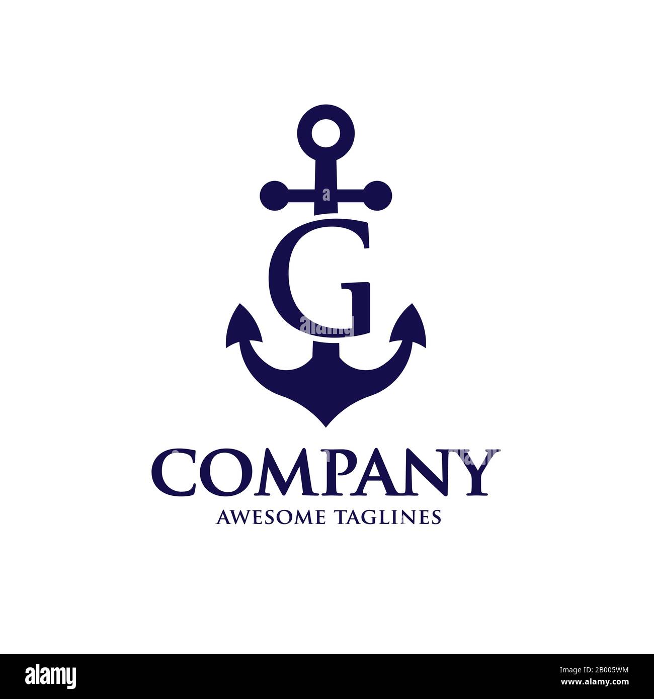 creative initial letter G with Anchor blue color logo vector concept Stock Vector