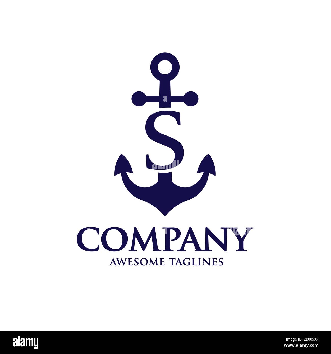 creative initial letter S with Anchor blue color logo vector concept Stock Vector