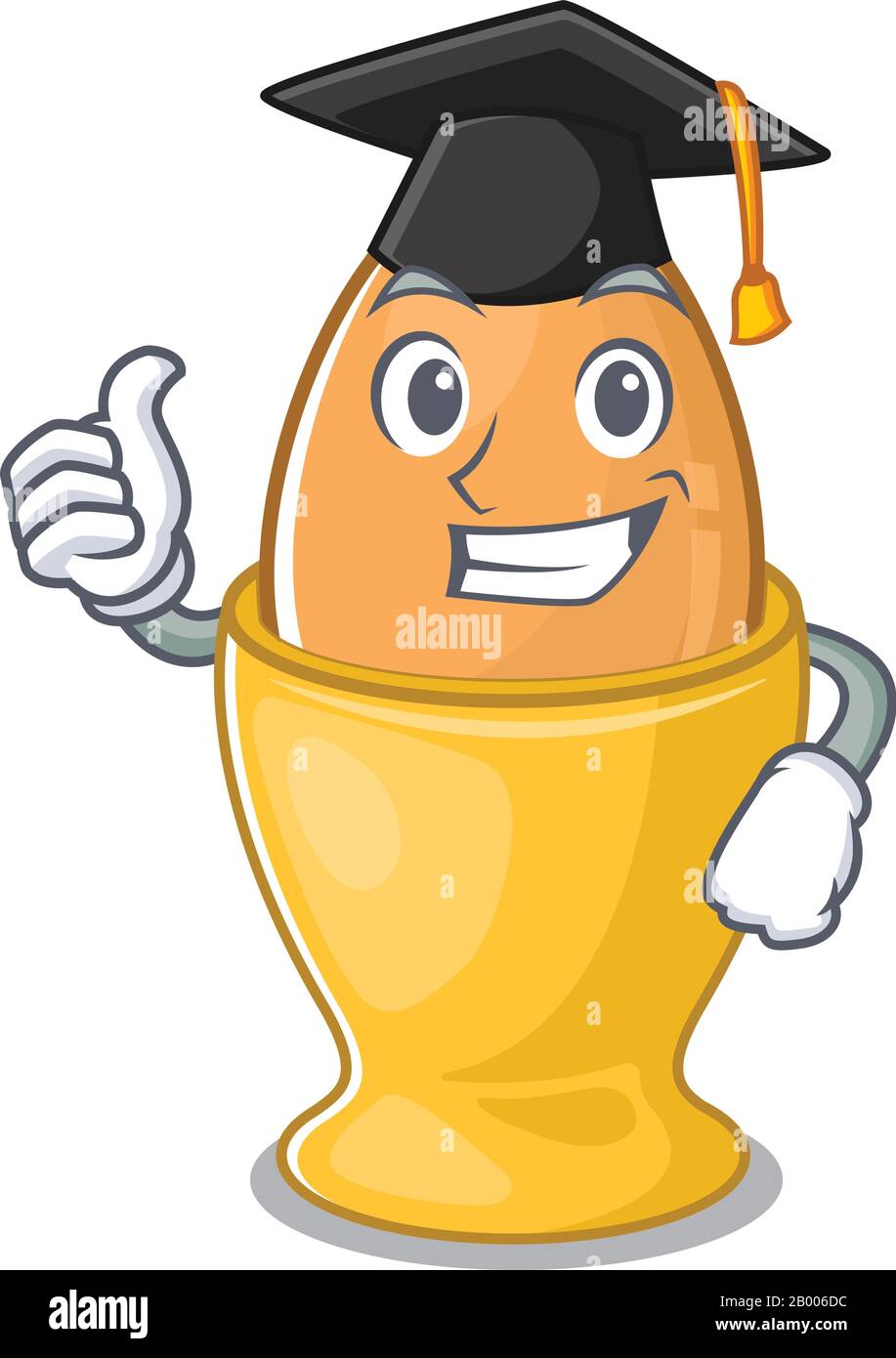 happy and proud of egg cup wearing a black Graduation hat Stock Vector ...