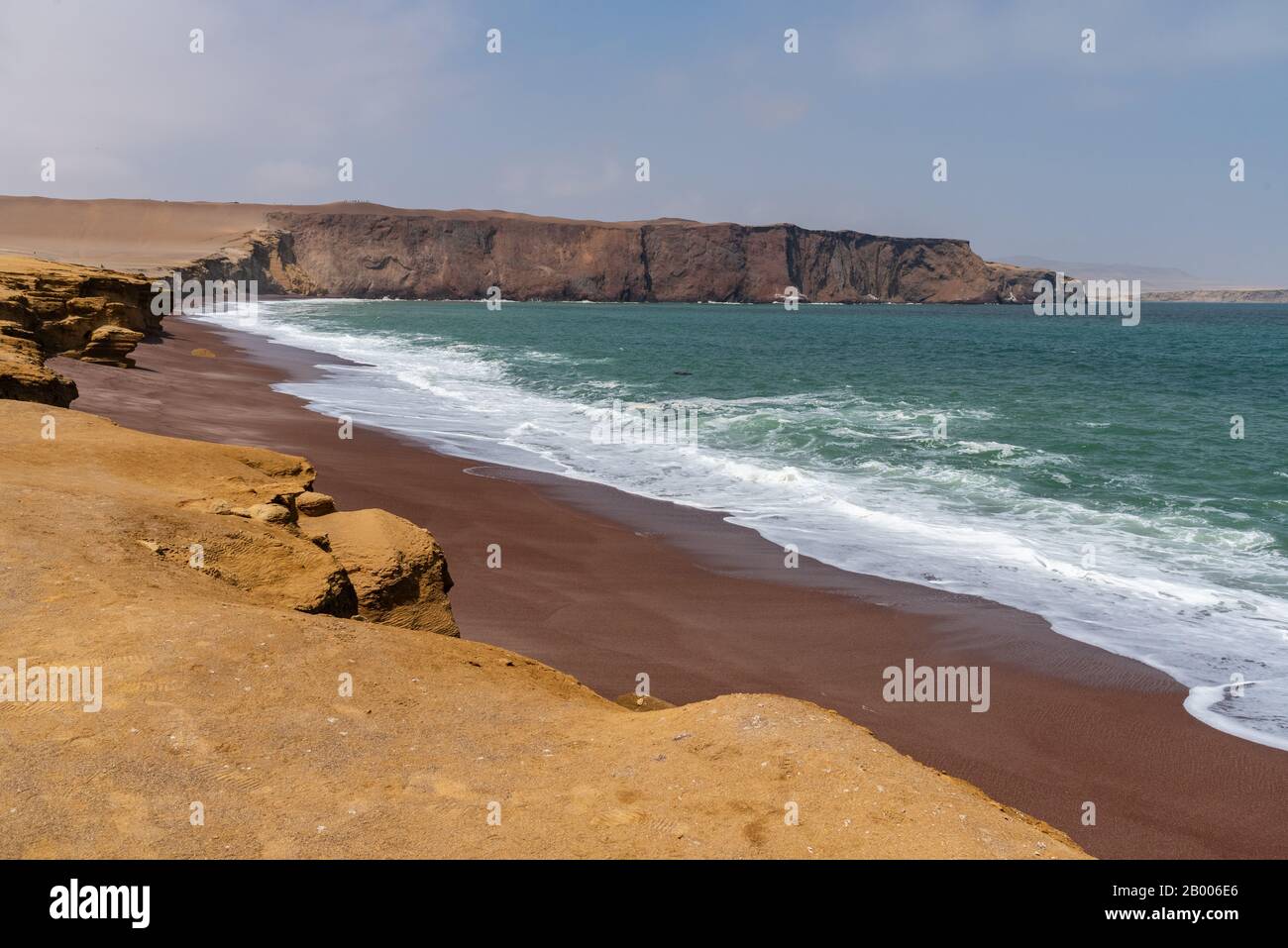Red sand beach Paracas National Reserve Peru South America Stock Photo