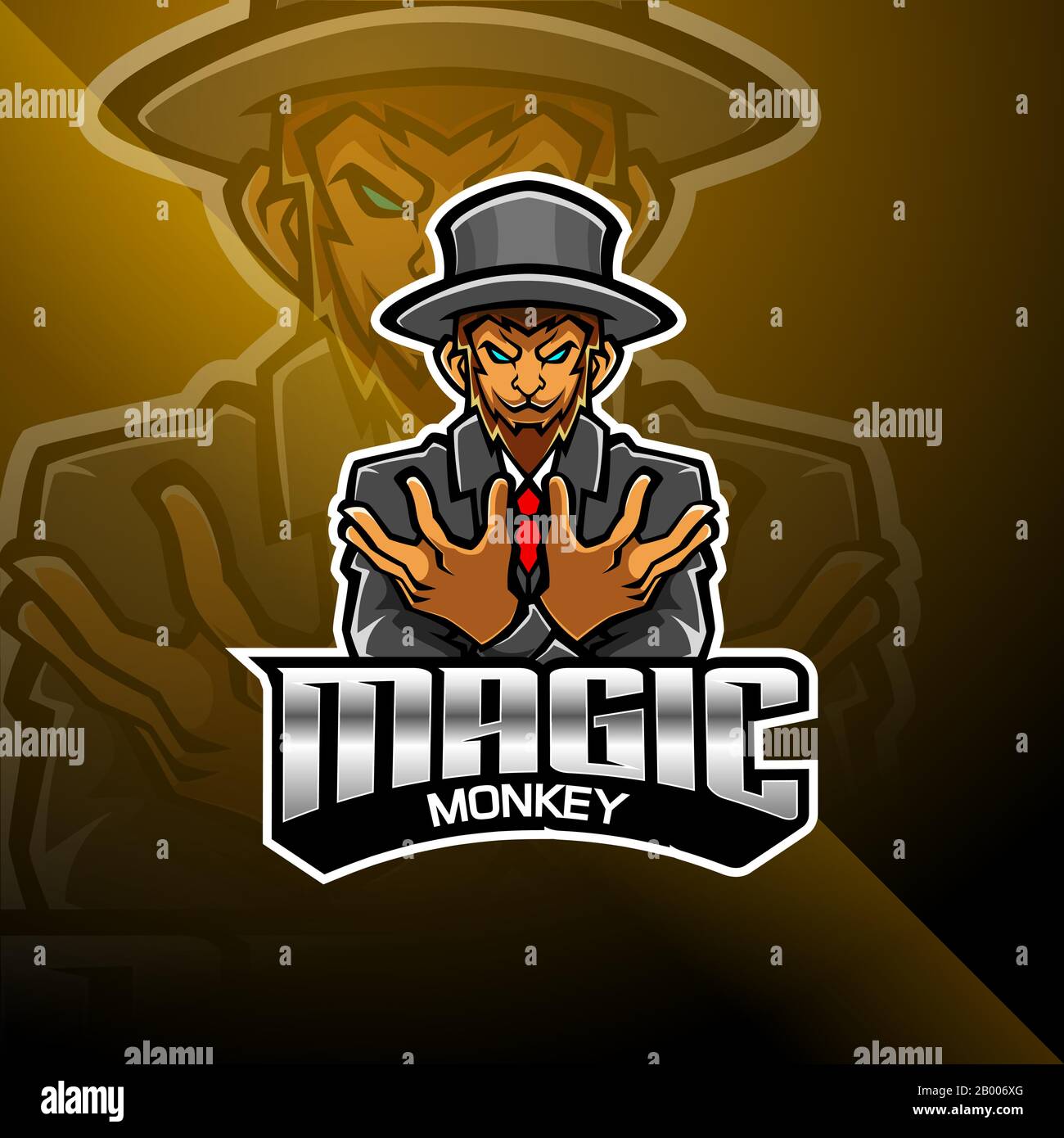 Magic monkey esport mascot logo Stock Vector