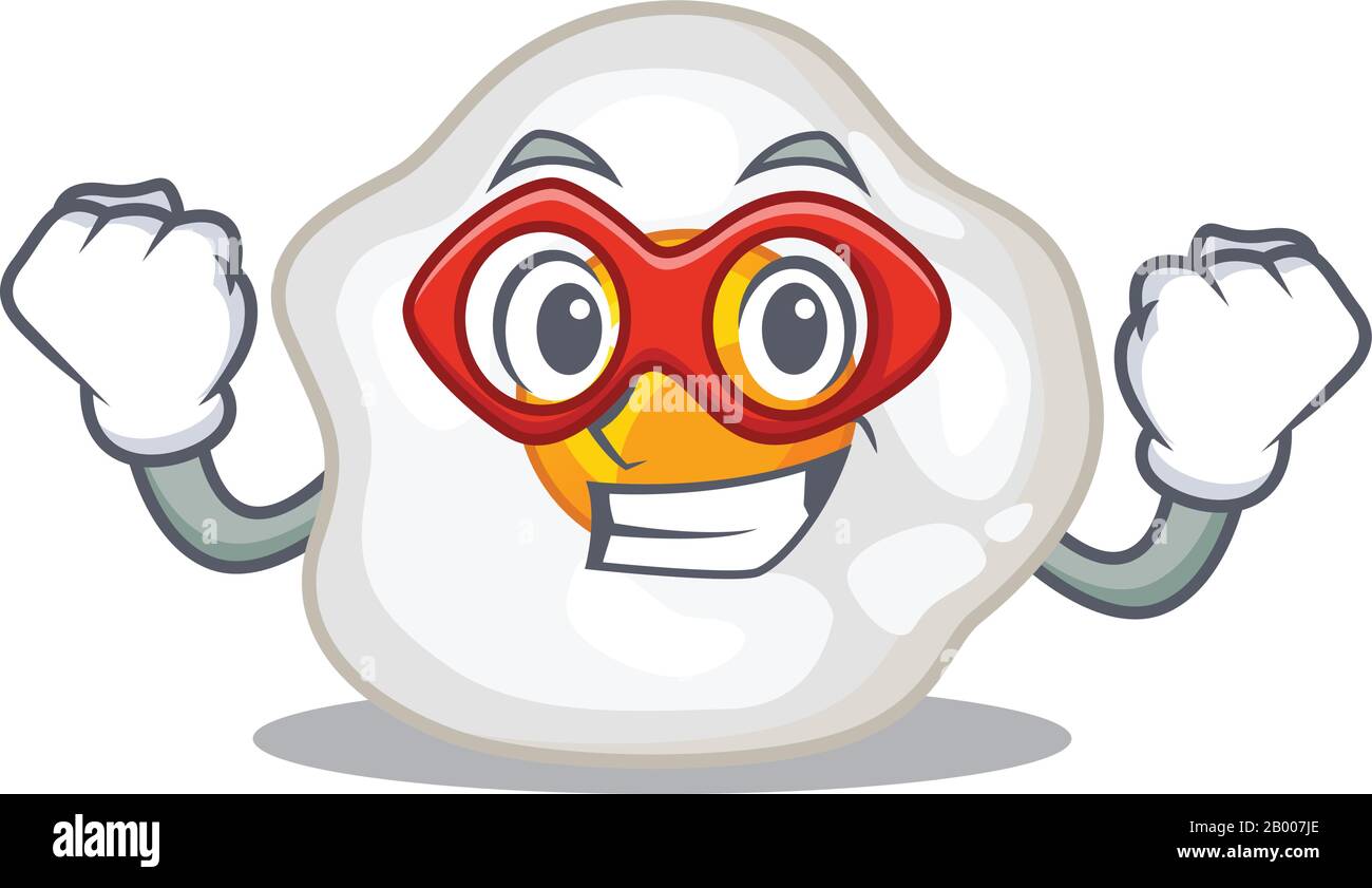 A cartoon concept of fried egg performed as a Super hero Stock Vector