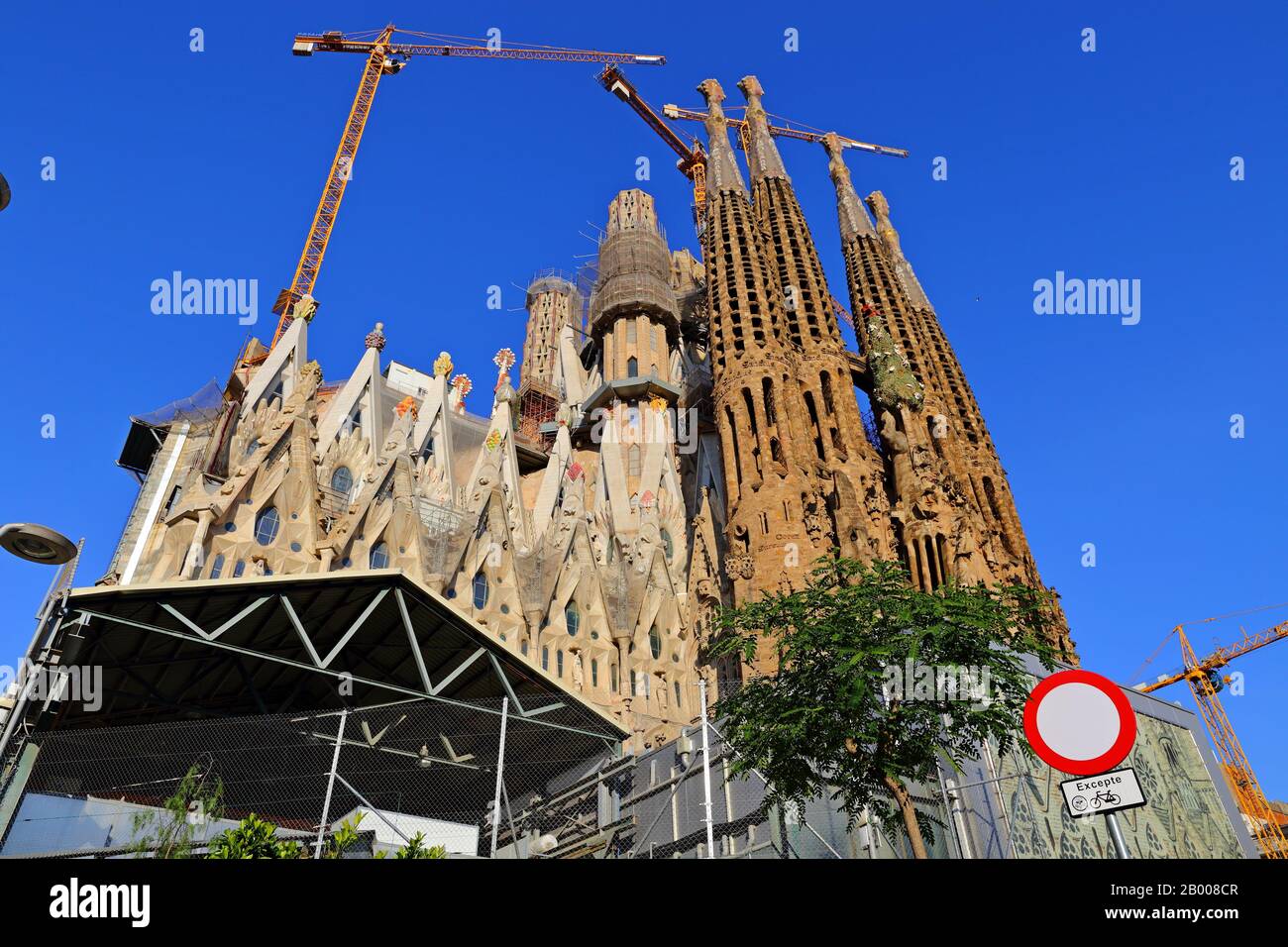 Cathedral of La Sagrada Familia. It is designed by architect Antonio Gaudi and is being built since 1882 with the donations of people Stock Photo