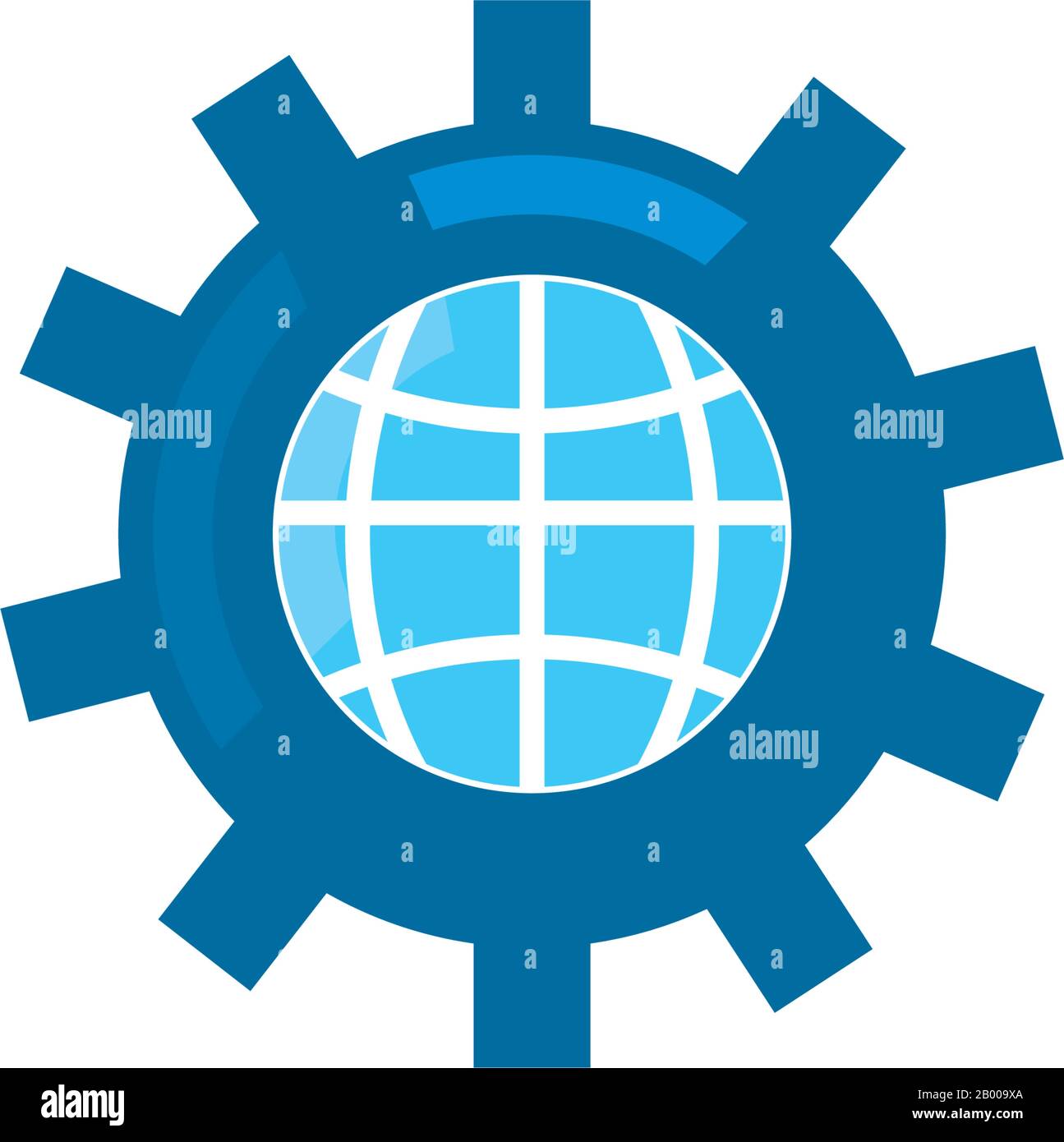 Global sphere inside gear fill style icon design, construction work ...