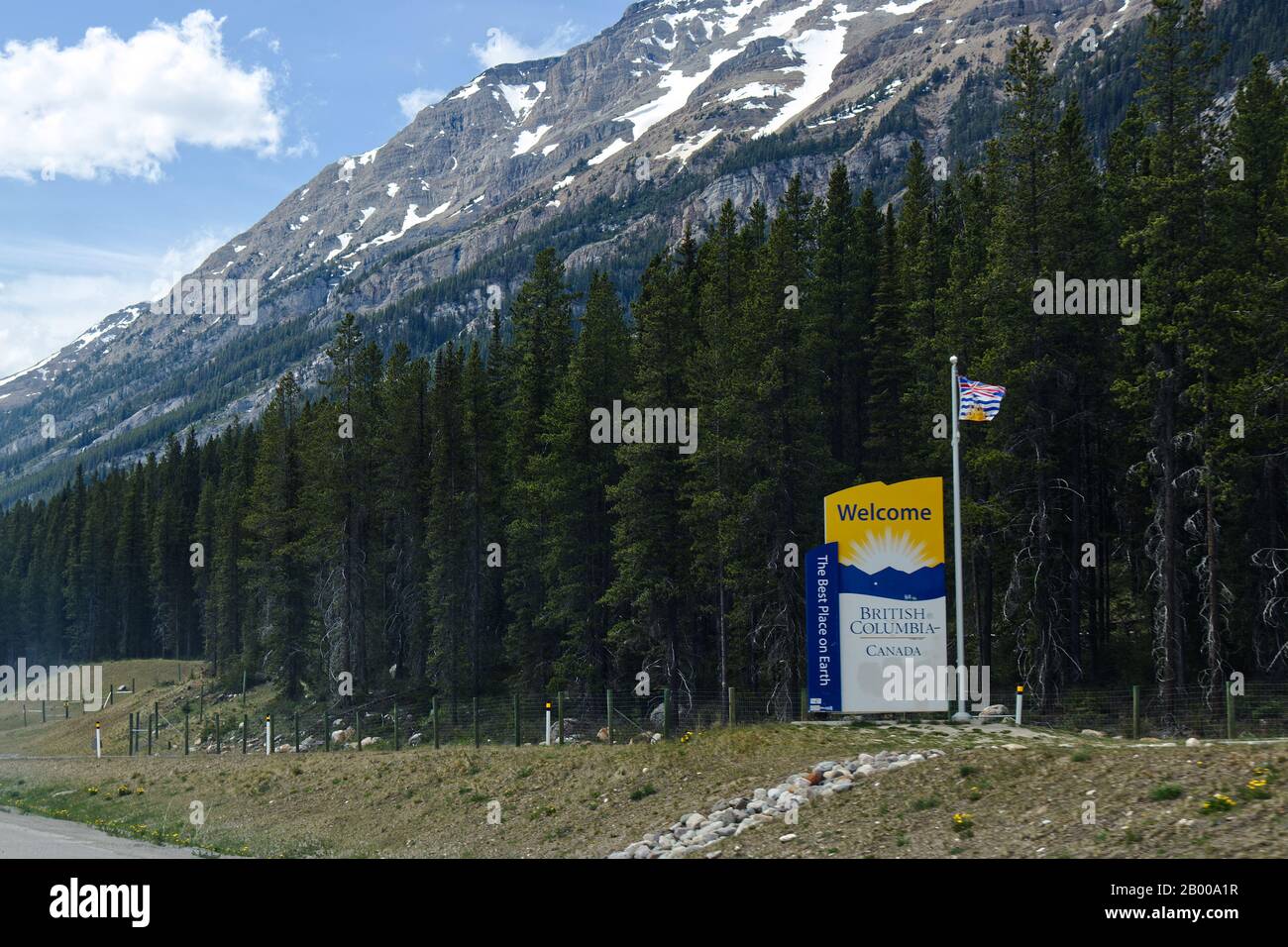 Banff, Canada - June 2, 2019: View of sign