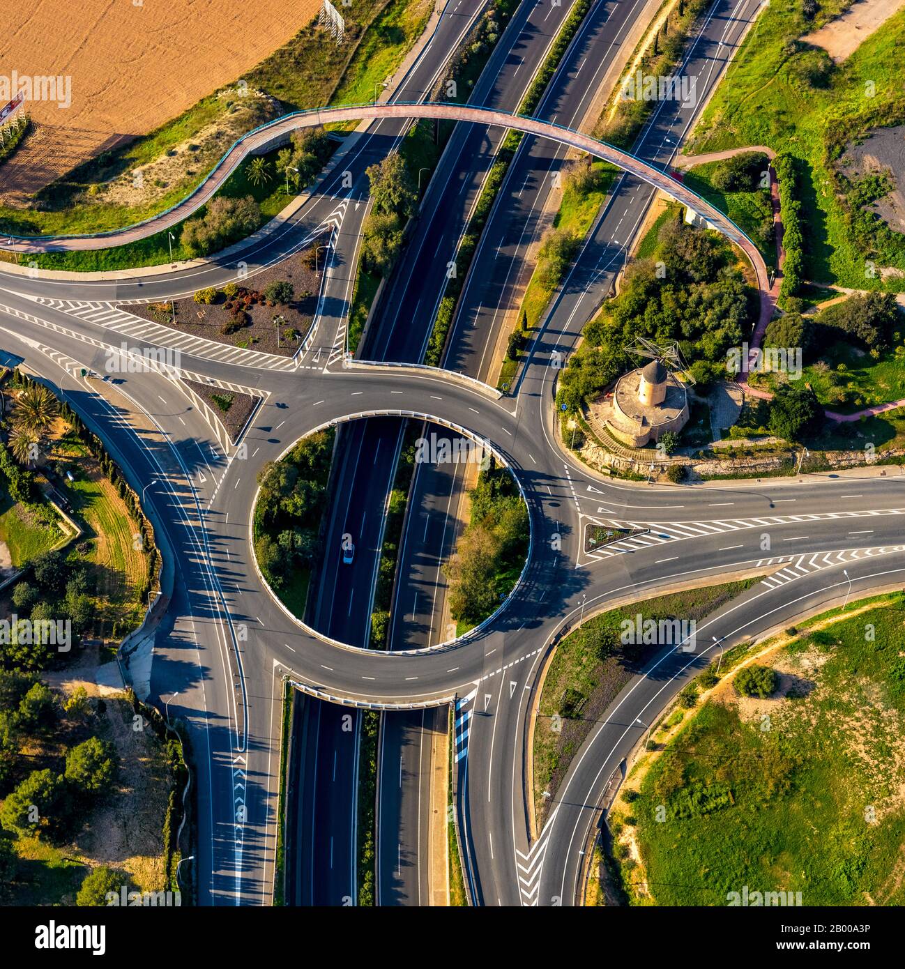 Aerial view, motorway Ma-1, motorway junction, Santa Ponsa, Calvià, Mallorca, Spain, Europe, Balearic Islands, motorway, Autopista Ma-1, ES, Espana, r Stock Photo