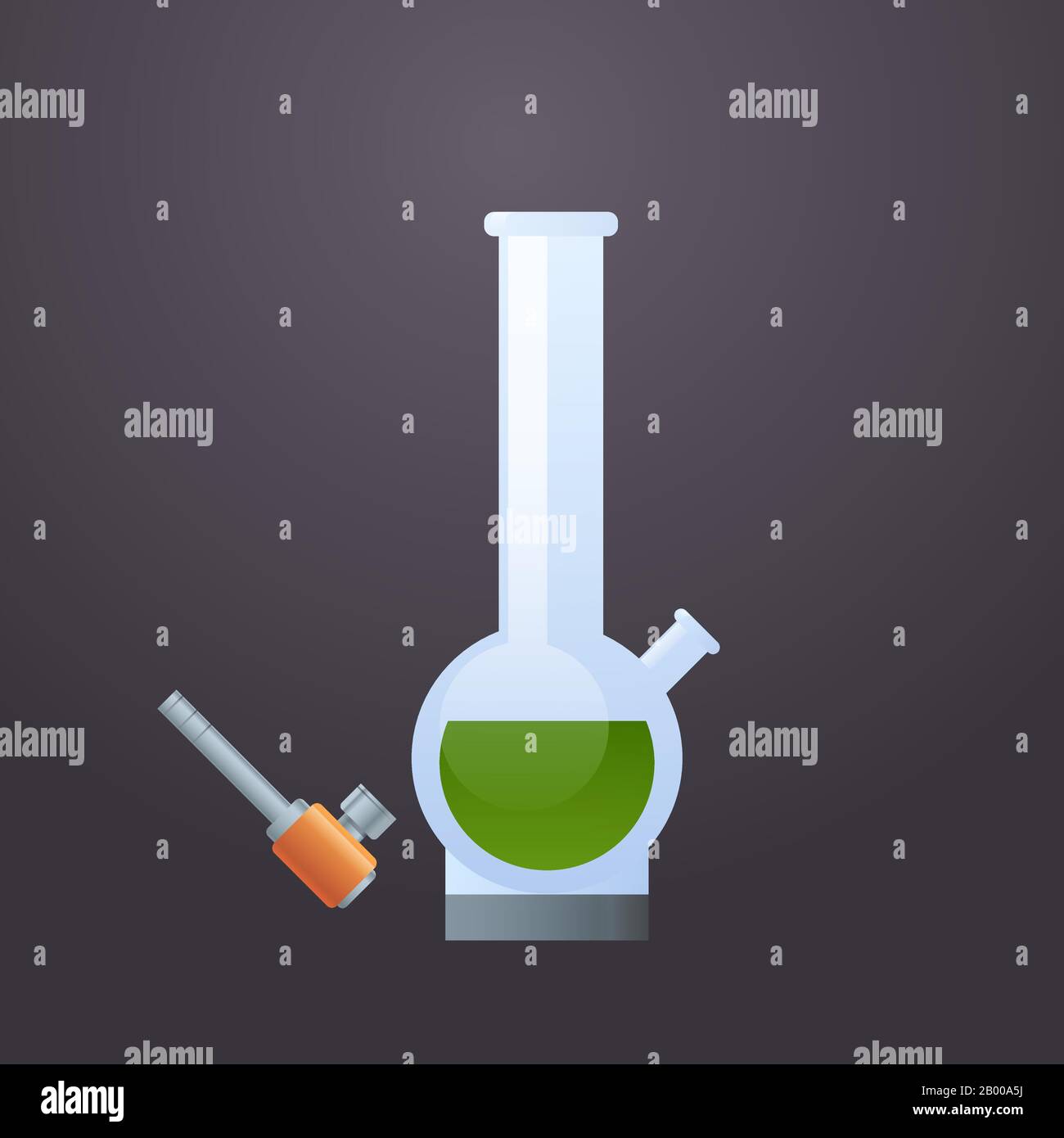 glass bong icon apparatus for smoke weed marijuana cannabis drug consumption concept flat vector illustration Stock Vector