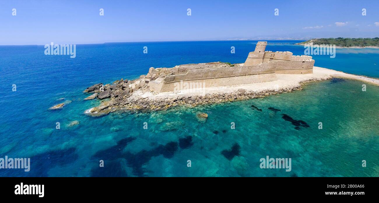 Panoramic aerial view of Aragonese Fortress, Calabria, Italy. Stock Photo
