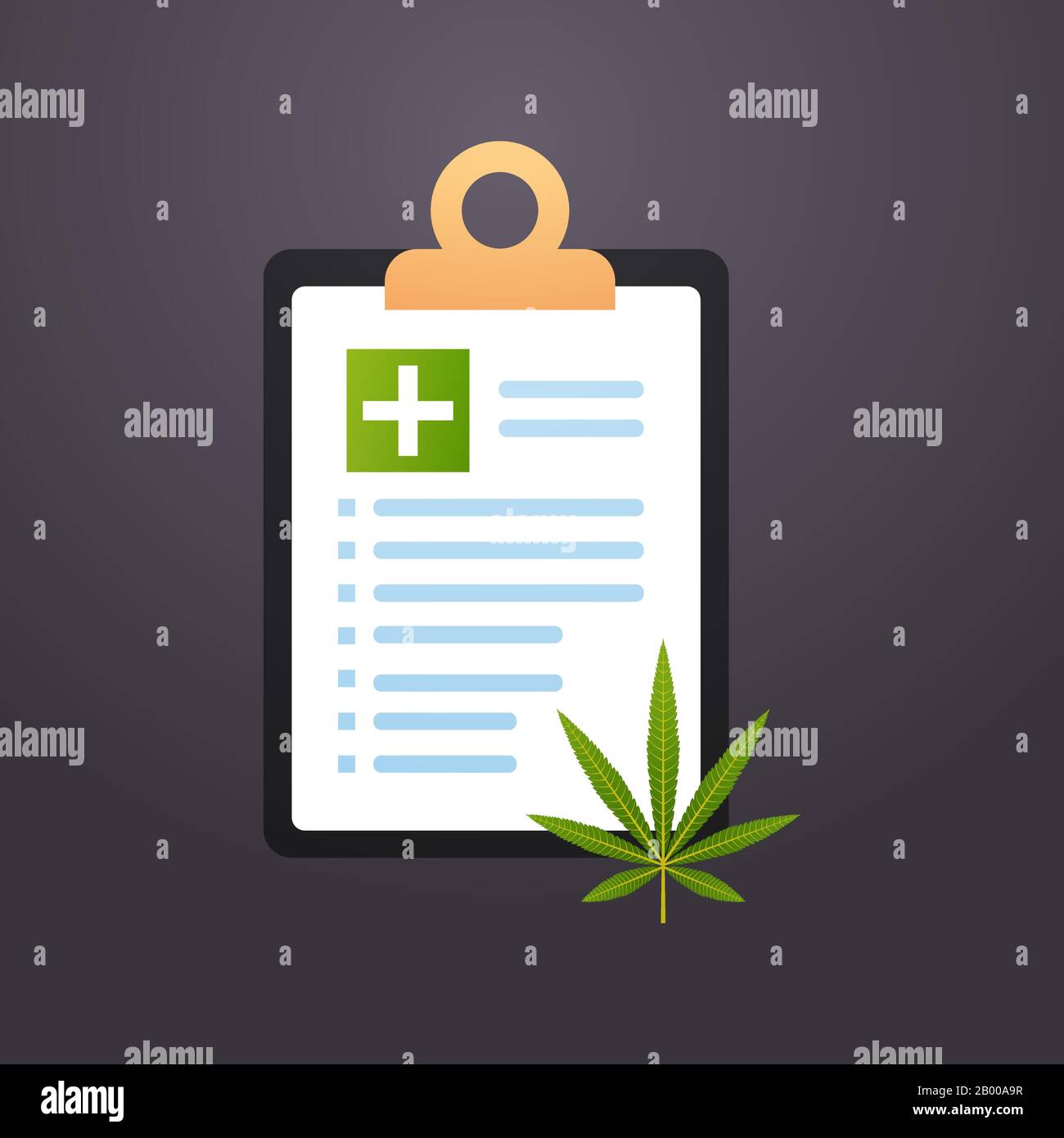 medical form list checklist with cannabis marijuana leaf icon drug consumption concept flat vector illustration Stock Vector