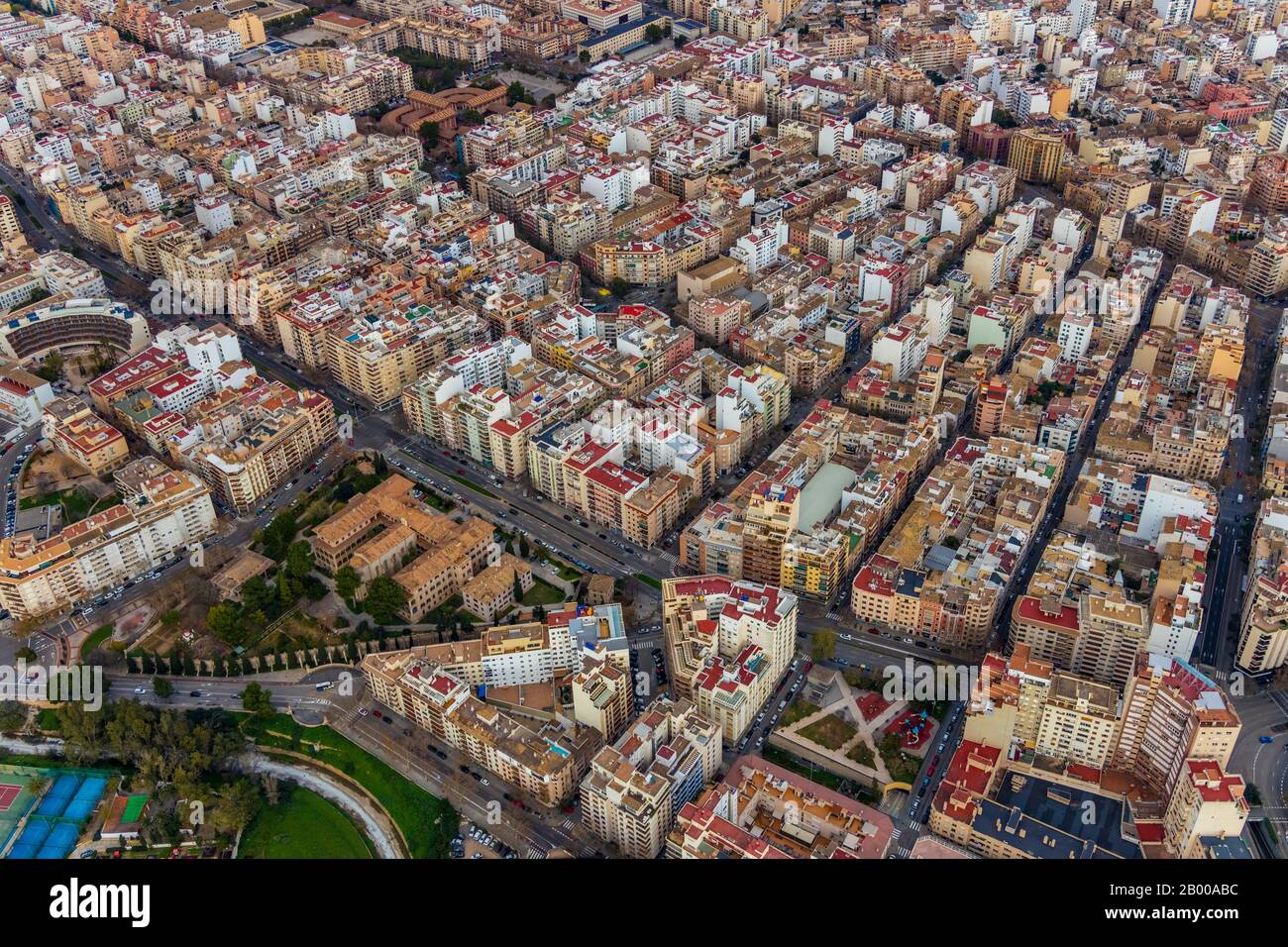 Aerial photo, overview downtown Palma, Mallorca, Spain, Europe, Balearic Islands, ES, Espana, property tax, skyscrapers, real estate, aerial photo, ae Stock Photo
