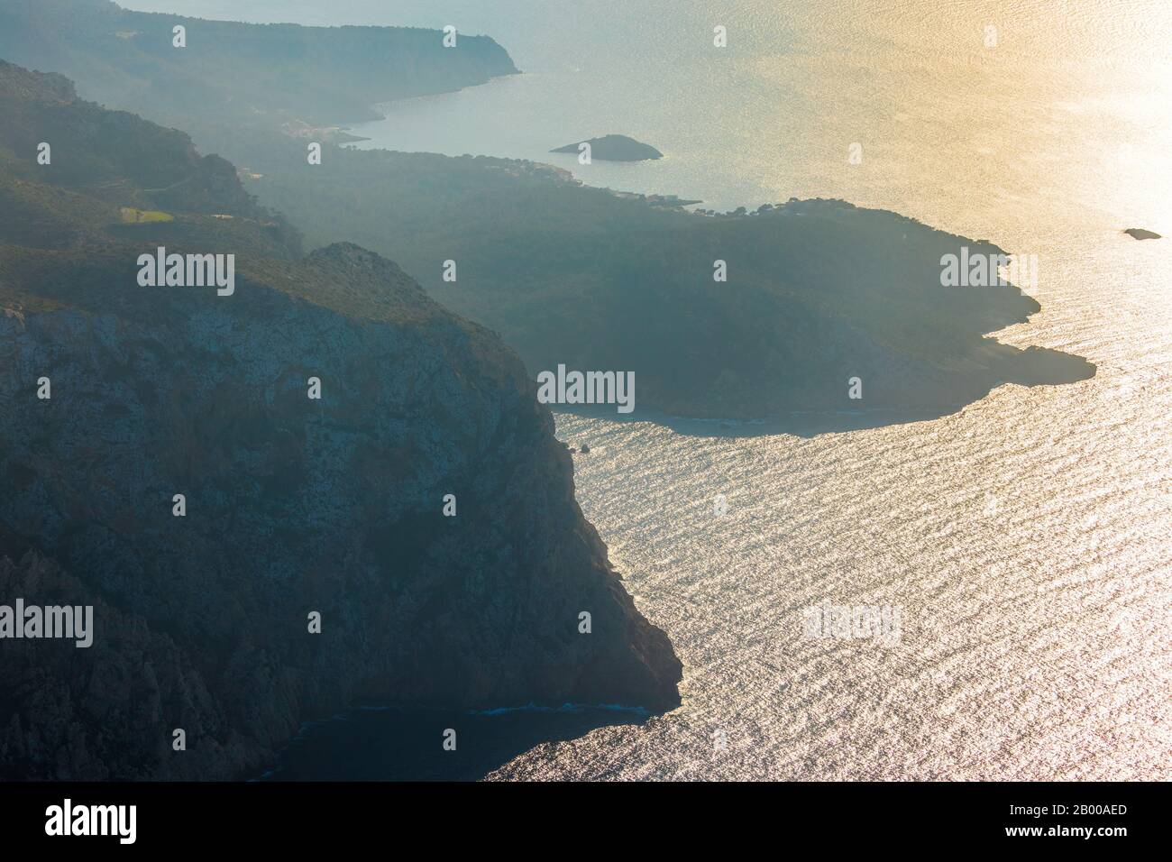 Aerial photograph, sea and coastline, Andratx, Mallorca, Spain, Europe, Balearic Islands, ES, Espana, coast, coastal landscape, coastal region, coasta Stock Photo