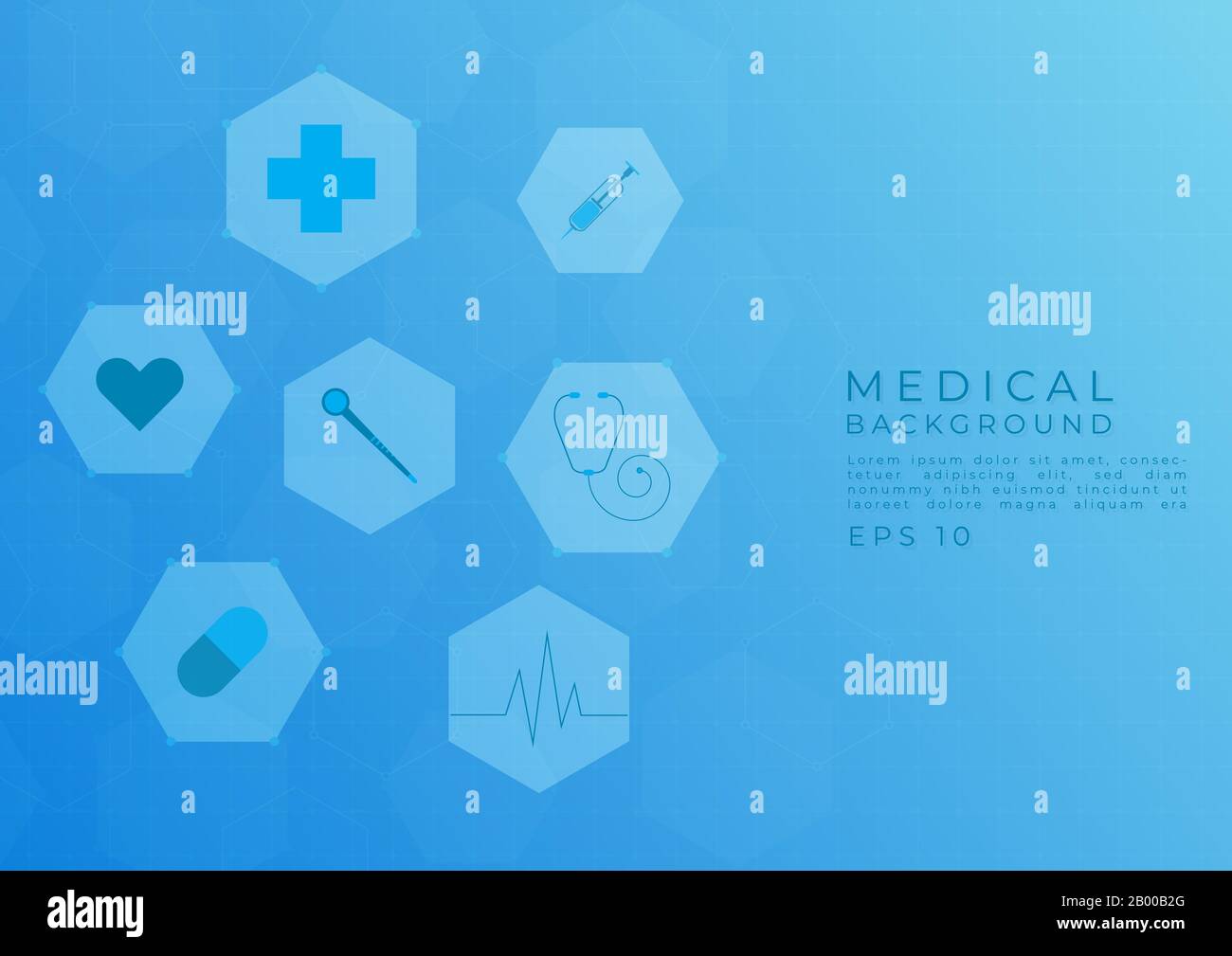 Medical background modern geometric hexagon design color blue bright ...