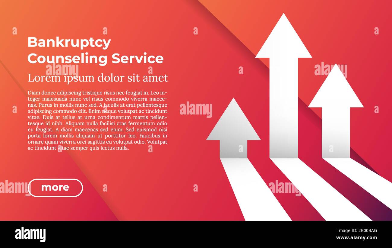 BANKRUPTCY COUNSELING SERVICE - Web Template in Trendy Colors. Business Arrow Target Direction to Growth and Success. Modern Vector Illustration or Design Template. Stock Vector