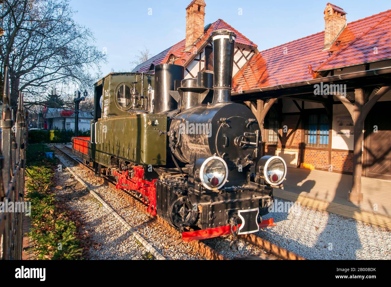 Wroclaw, Poland, February 2020. Railway museum. The former narrow-gauge railway station Wroclaw-Trzebnica-Prussia. And steam locomotive 600mm - Tx2 35 Stock Photo