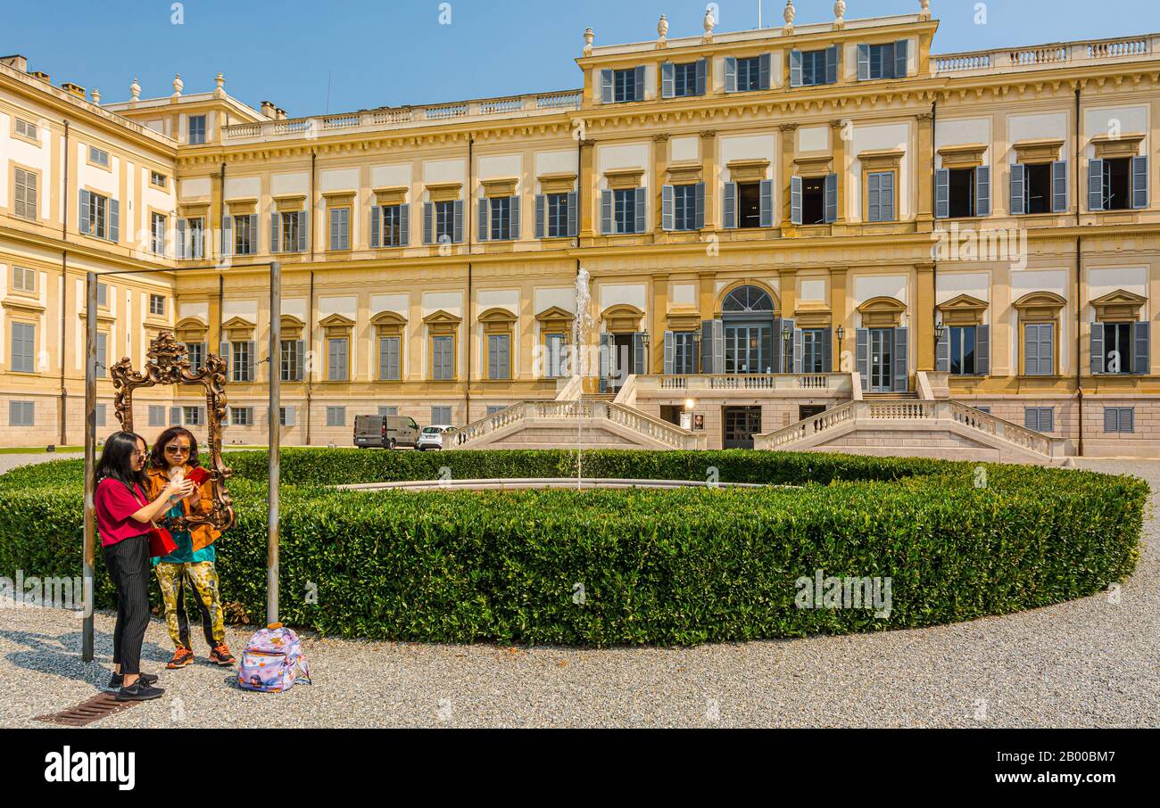 Royal Villa of Monza (Villa Reale), Milano, Italy. The Villa Reale was built between 1777 and 1780 by the imperial and  architect Giuseppe Piermarini. Stock Photo