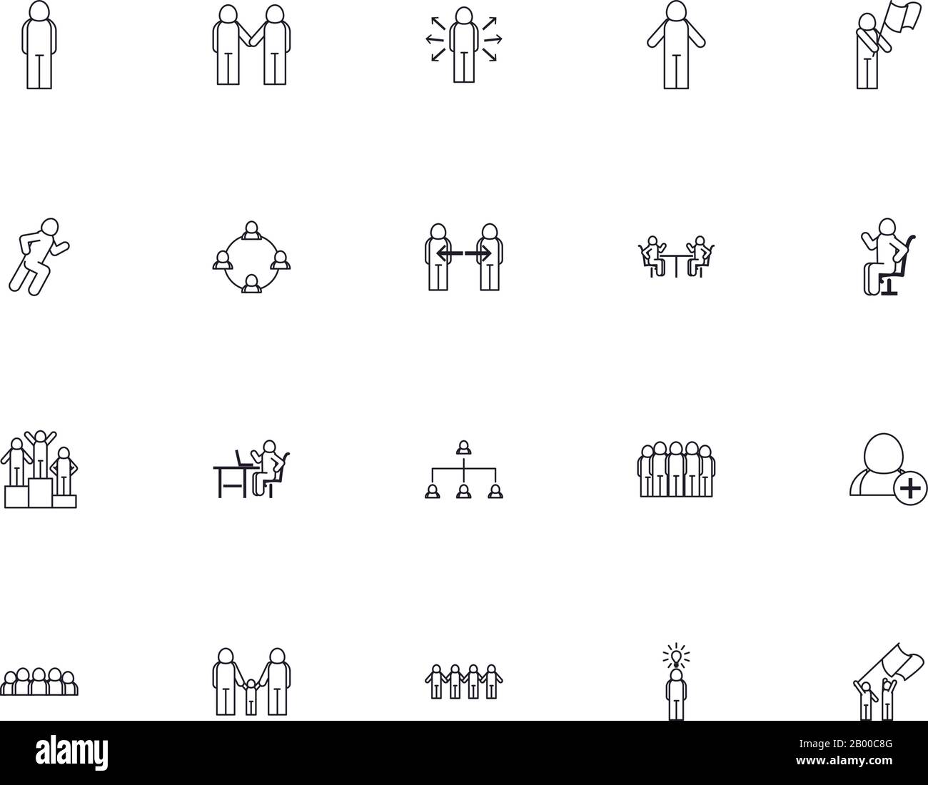 Avatars line style icon set design of Person profile social ...