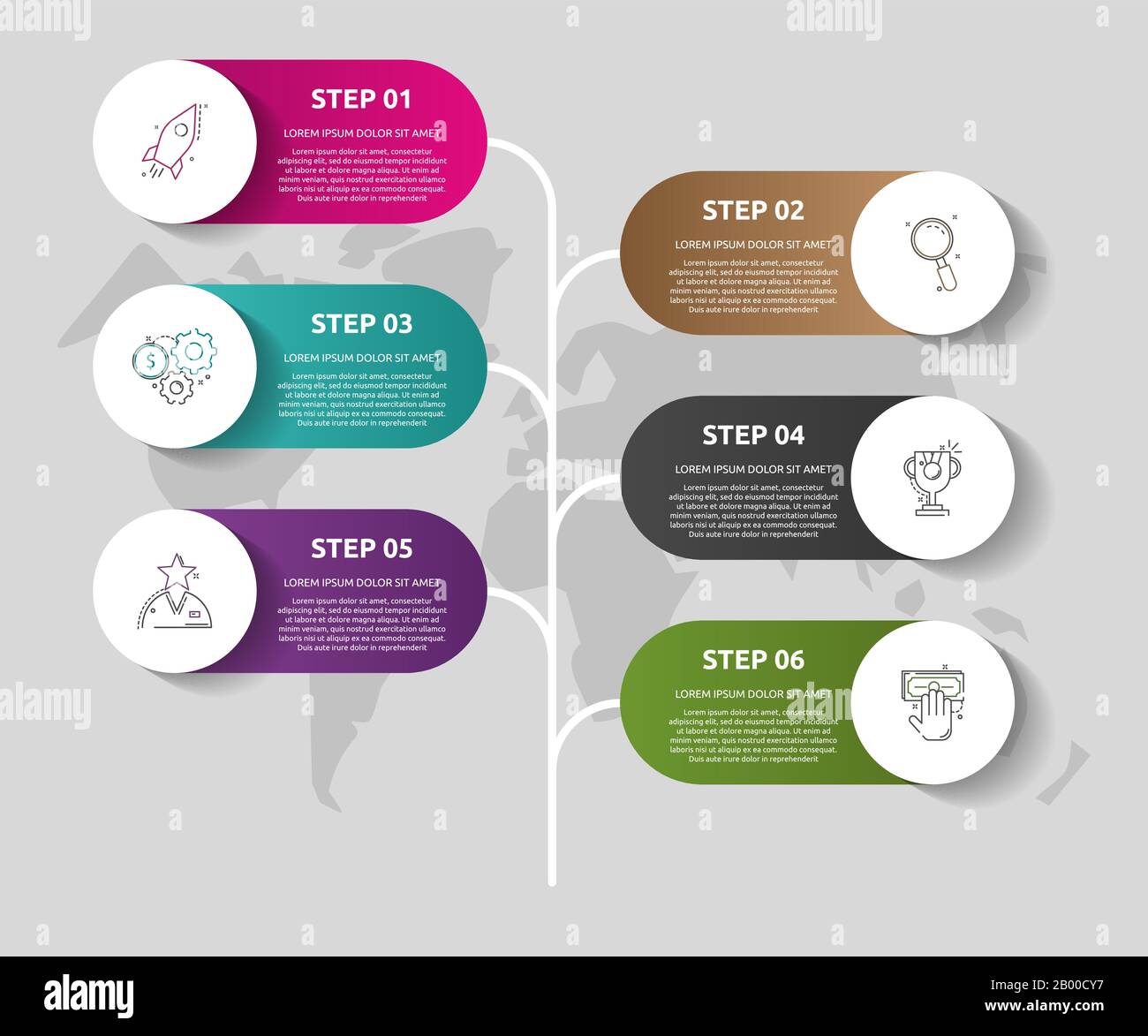 Vector template circle infographics. Business concept with 6 options ...