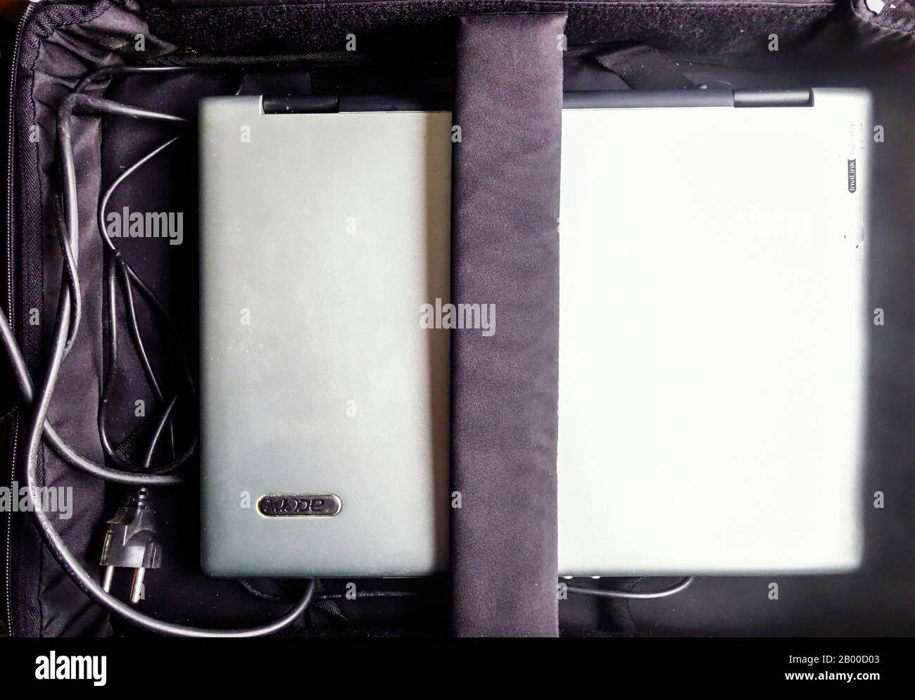 A Laptop securely protected in a Samsonite Bag Stock Photo