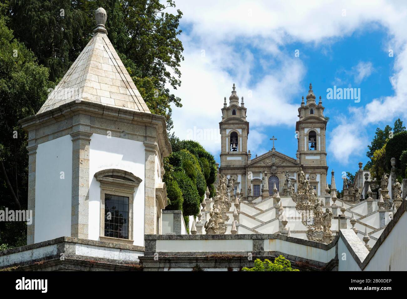 Santuario do Bom Jesus do Monte, Good Jesus of the Mount sanctuary, Church and staircase of the Five Senses, Tenoes, Braga, Minho, Portugal Stock Photo