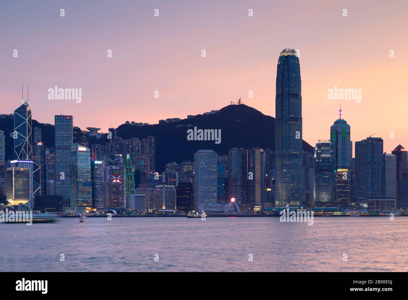 Skyline of Hong Kong Island at sunset, Hong Kong, China Stock Photo - Alamy