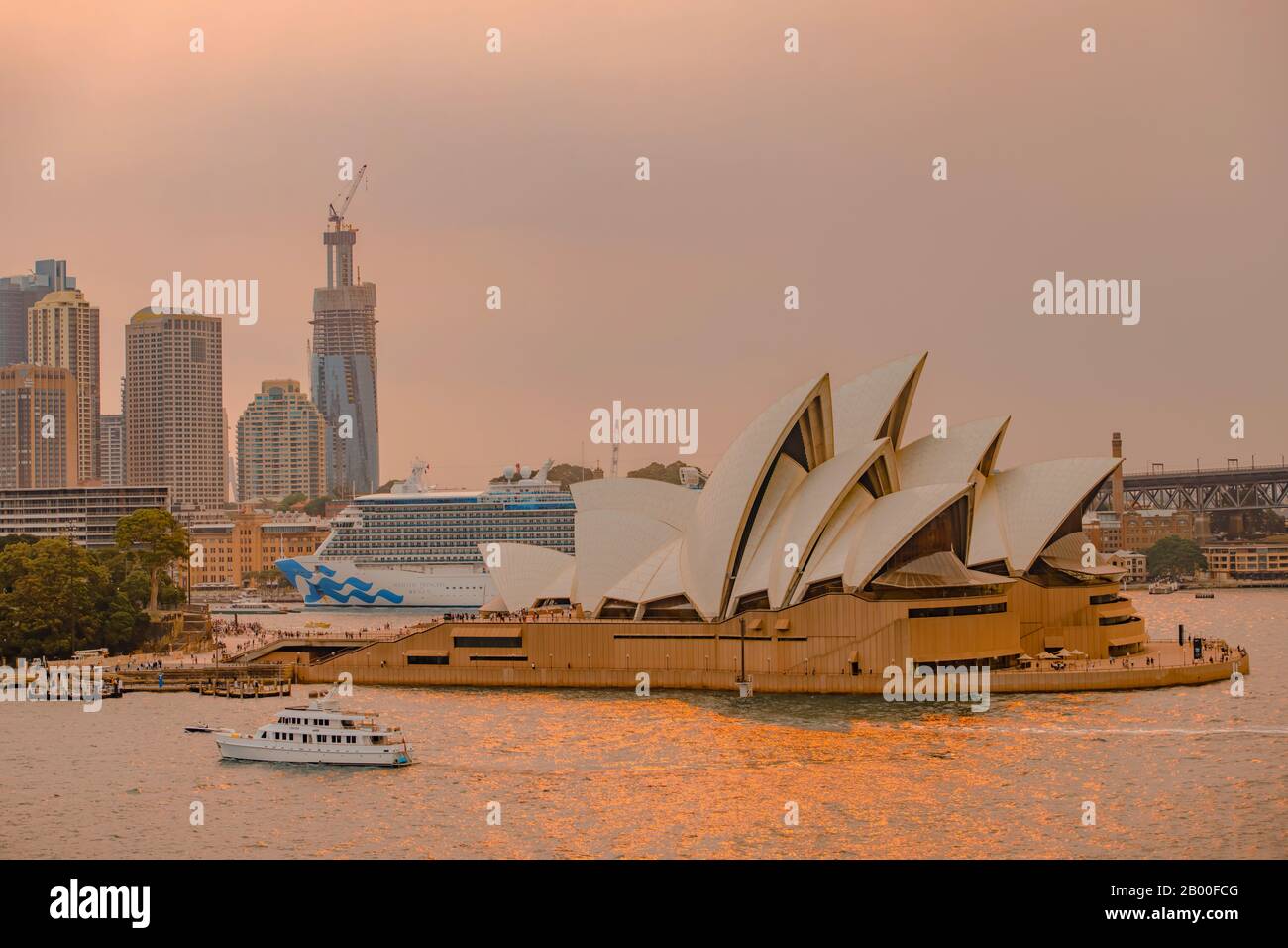 Sydney Harbor Area during bush fires Stock Photo