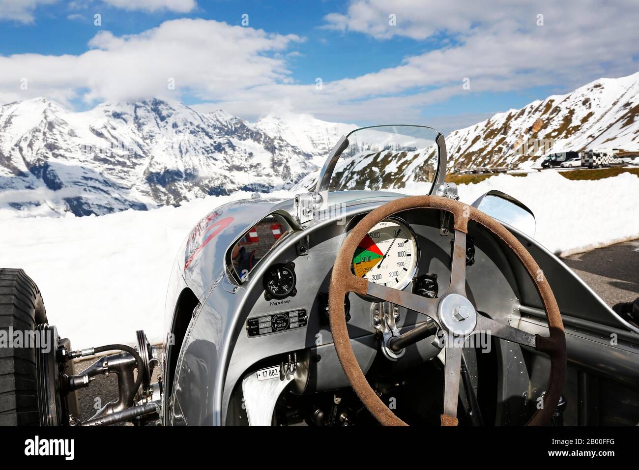 Grossglockner Grand Prix 2017, Auto Union mountain car type C/D from 1938, dashboard, faithful replica of the car with which Hans Joachim Stuck Stock Photo