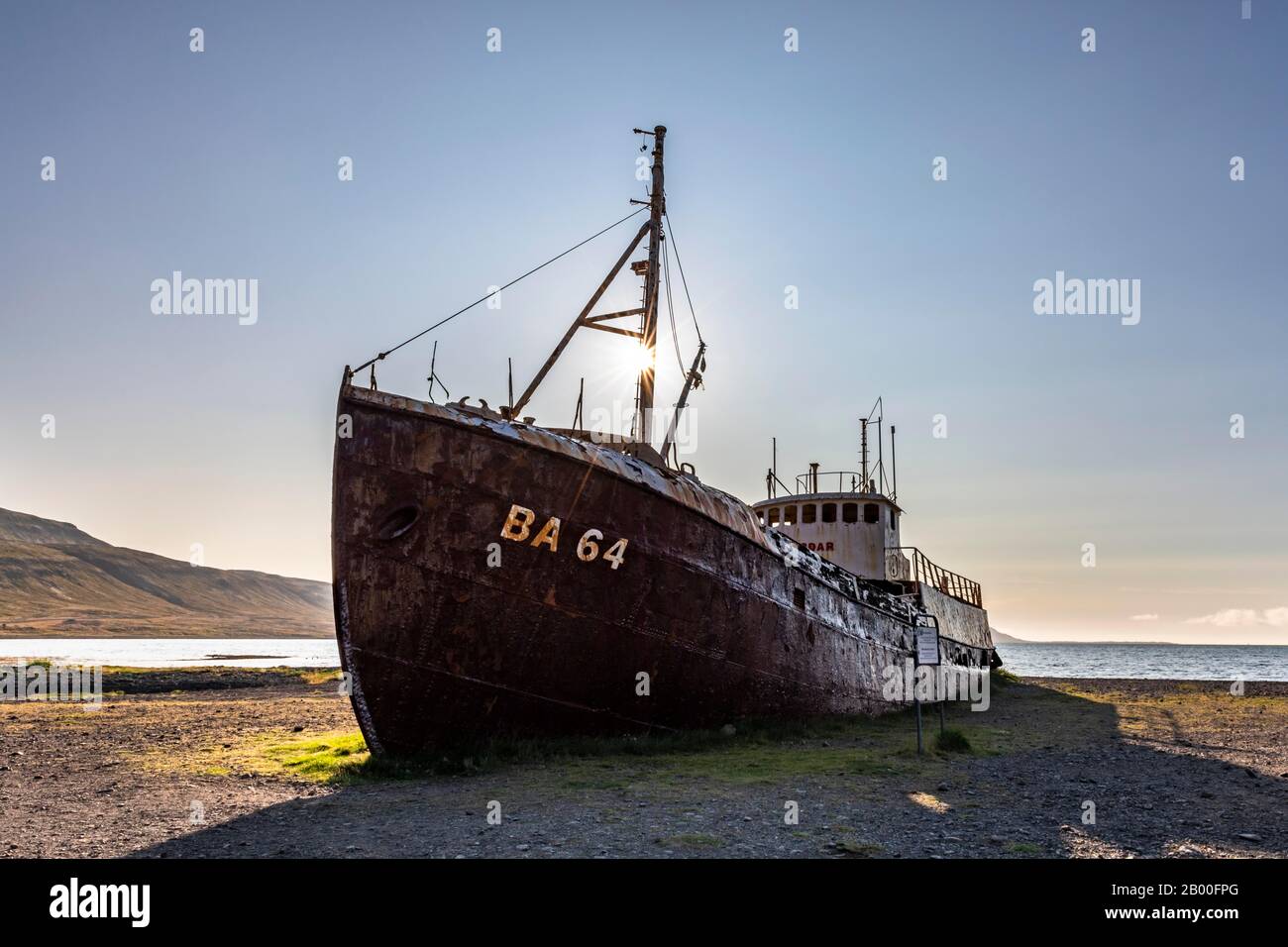 Garoar BA 64 shipwreck, Patreksfjoerour, Vestfiroir, Iceland Stock Photo -  Alamy