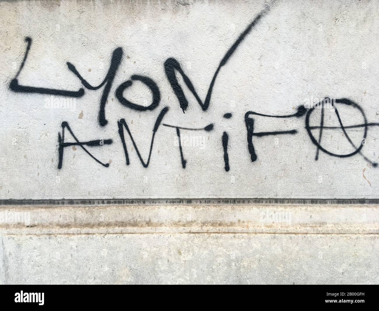 Graffiti reading Lyon Antifa, Lyon, France Stock Photo