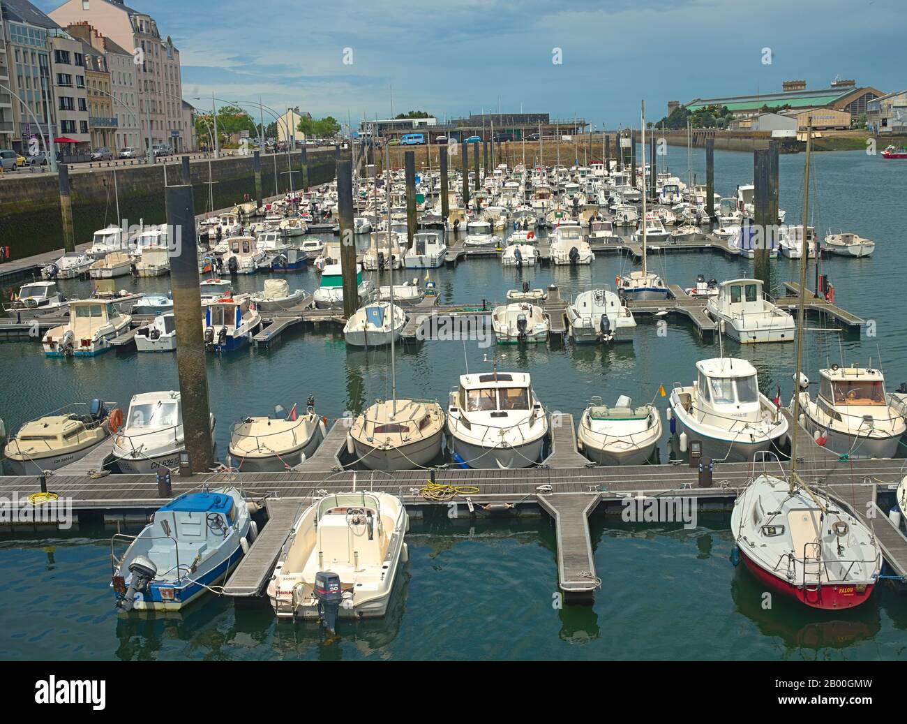 CHERBOURG, FRANCE June 6th 2019 marina with many docked boats Stock