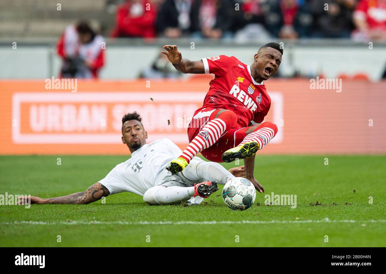 Jerome BOATENG l. (M) fouls Jhon CORDOBA (K) he sees for it the yellow card, AKtion, duels foul, soccer 1.Bundesliga, 22.matchday, FC Cologne (K) - FC Bayern Munich (M), on 16.02.2020 in Koeln/Germany. ¬ | usage worldwide Stock Photo