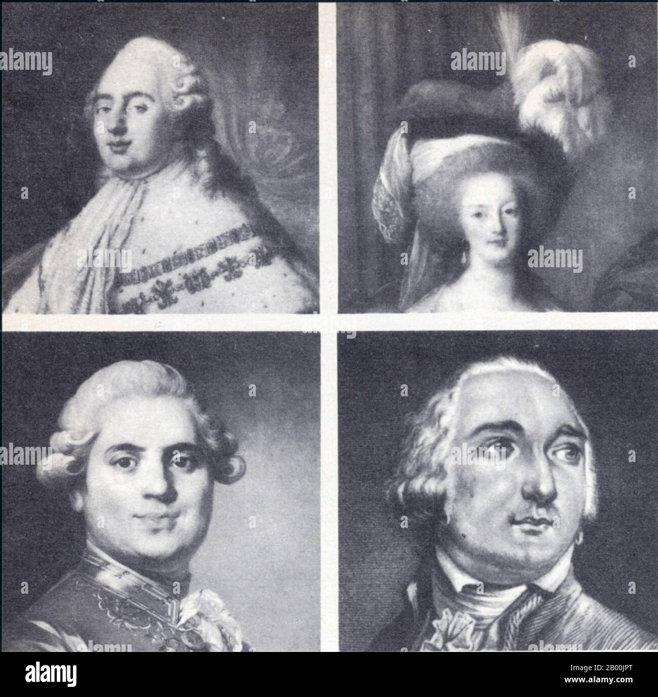 La famille royale.Louis XVI,né en 1754..La reine Marie-Antoinette.Monsieur,frère du roi,Louis,Stanislas,Xavier,Comte de Provence.Le duc d'Orléans,Loui Stock Photo