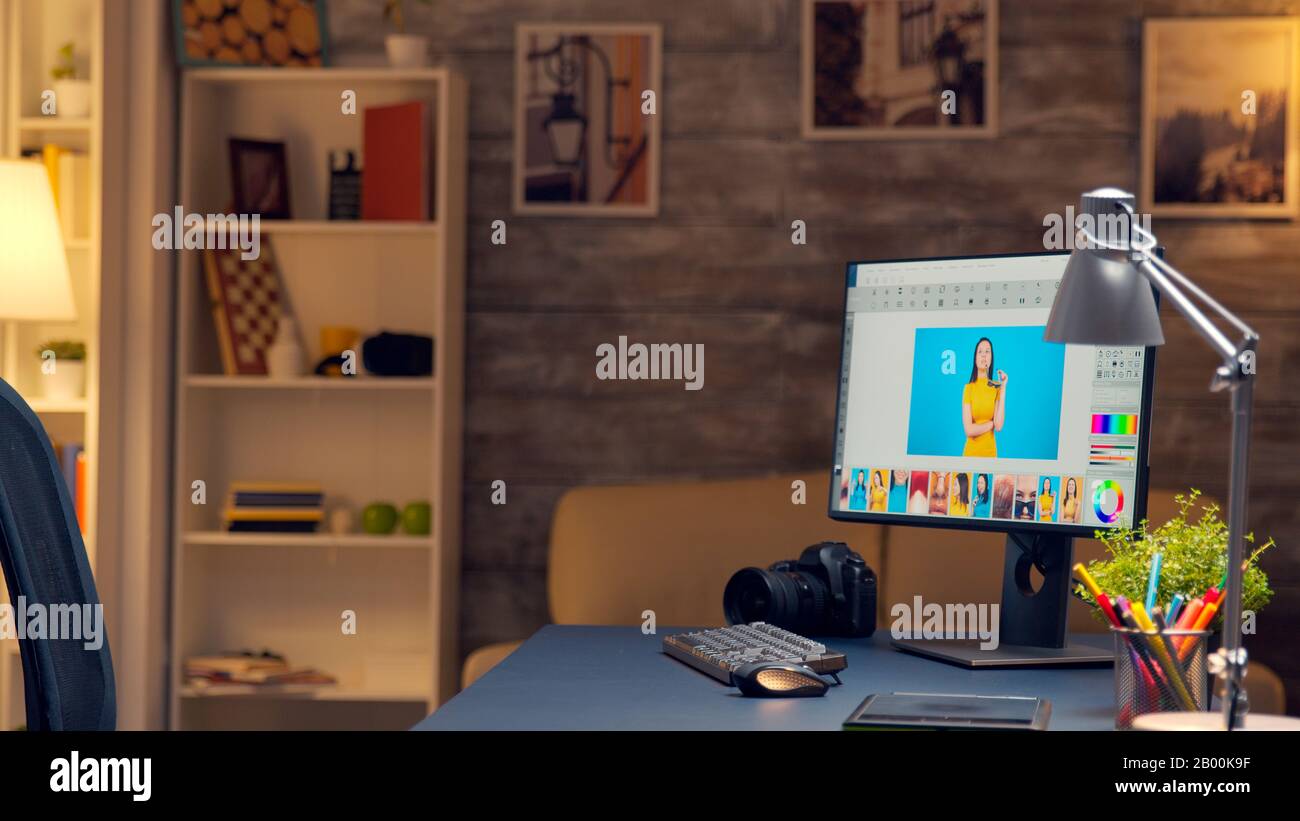 Photographers using professional retouching software hi-res stock ...