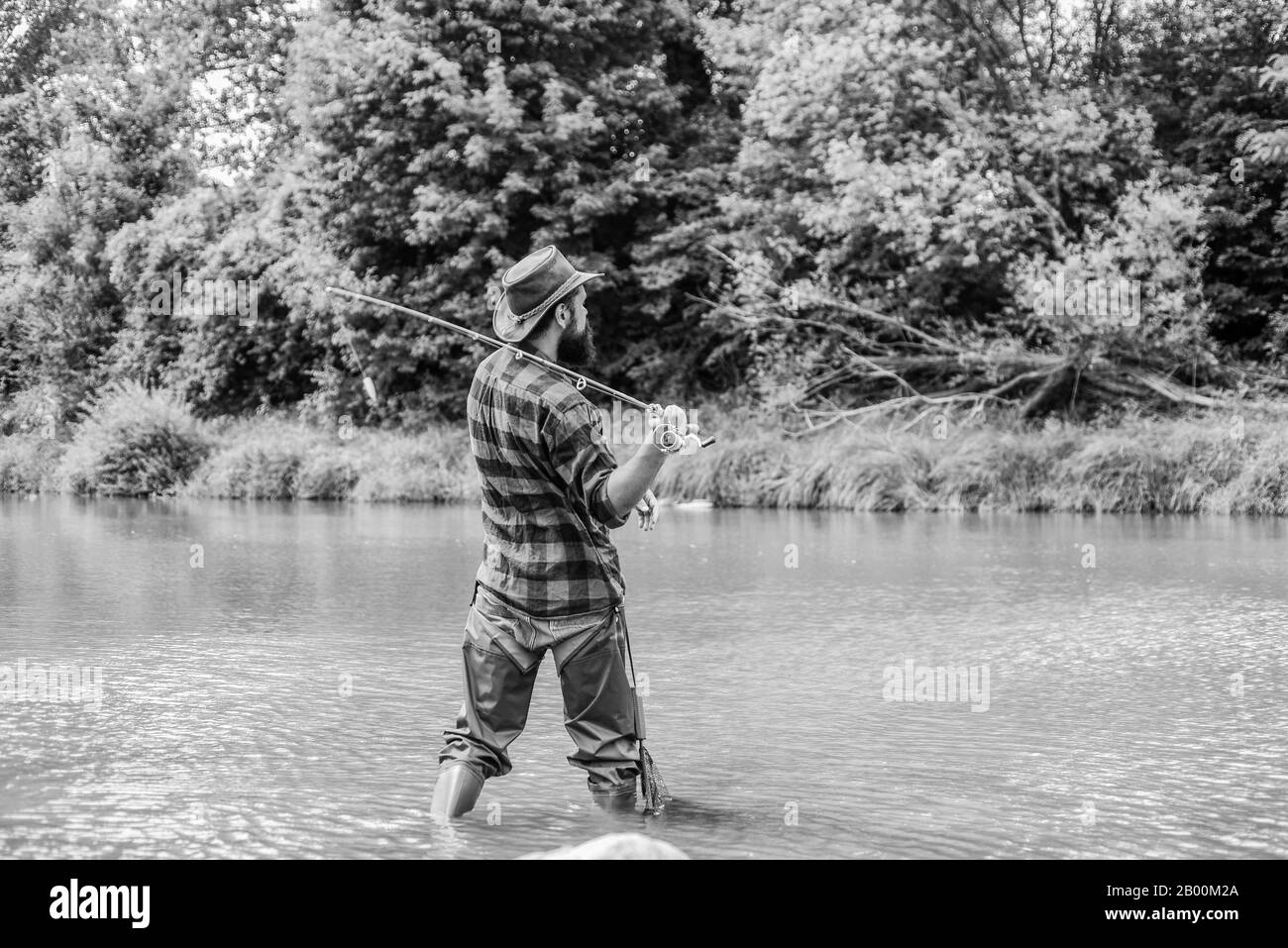 Man salmon fishing Black and White Stock Photos & Images - Page 2