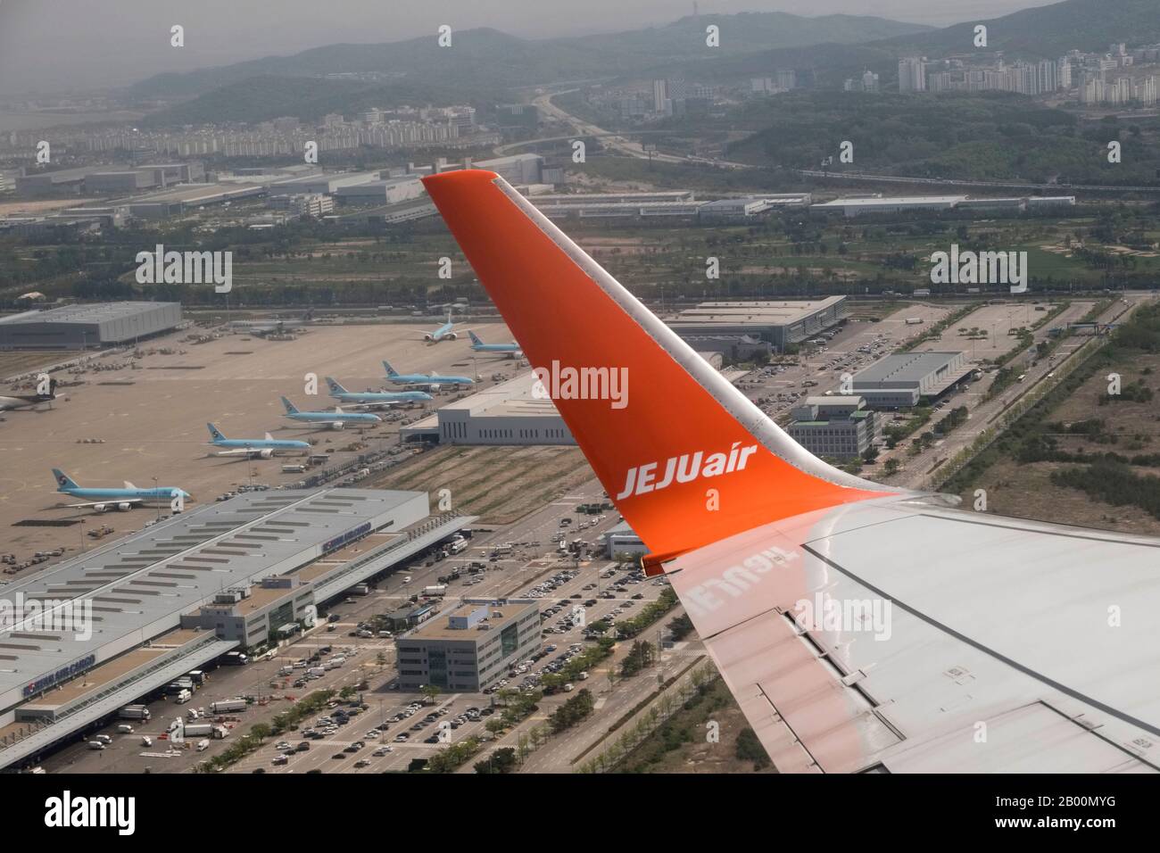 South Korea plane of the South Korean airline Jeju Air above Seoul Incheon International