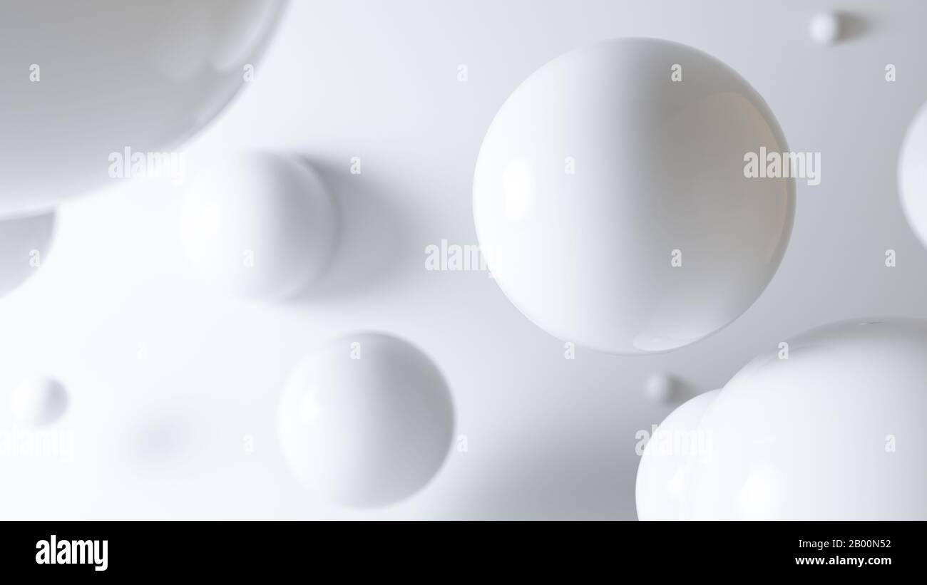 abstract floating spheres background 3d rendering Stock Photo