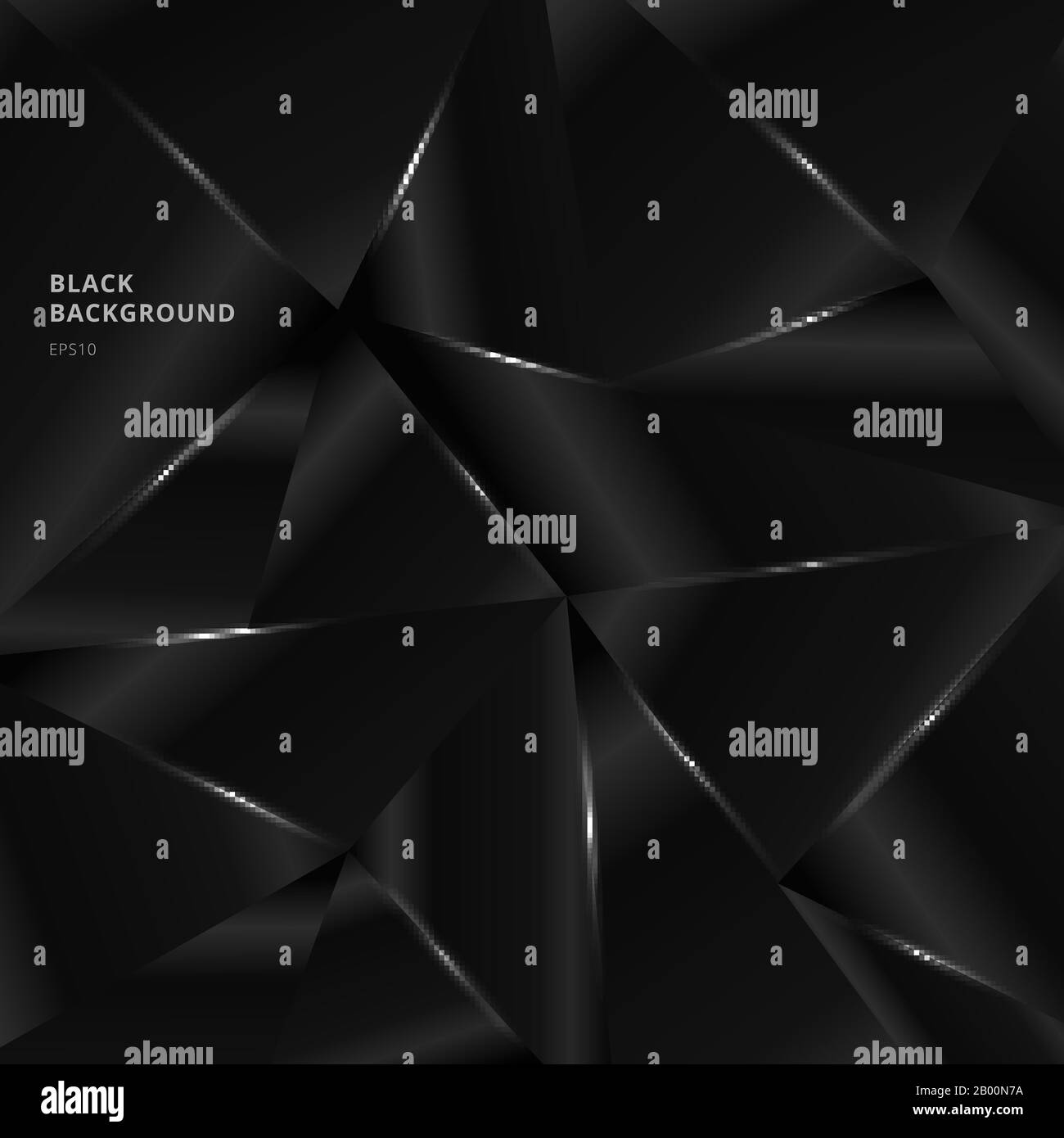 Abstract background black low polygon shape with lighting. Geometric ...