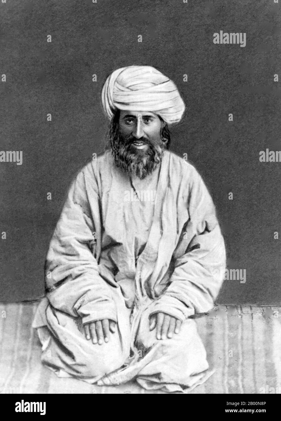 Afghanistan: Pashtun man, late 19th century.  Pashtuns, also called Pathans, are an Eastern Iranian ethno-linguistic group with populations primarily in Afghanistan and northwestern Pakistan, which includes Khyber-Pakhtunkhwa, Federally Administered Tribal Areas (FATA) and Balochistan. The Pashtuns are typically characterized by their usage of the Pashto language and practice of Pashtunwali, a traditional set of ethics guiding individual and communal conduct. Stock Photo
