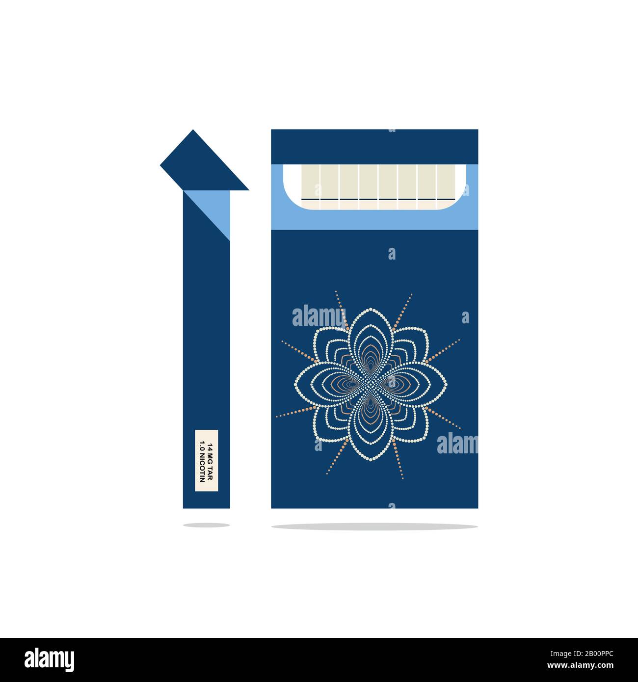Open cigarettes pack box flat style vector illustration isolated on a background, smoke problem concept, narcotic, product, production, tobacco, cigar Stock Vector