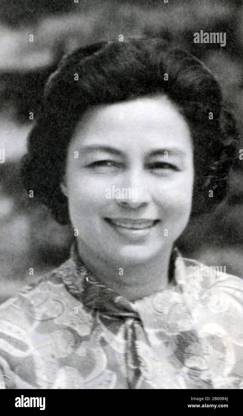 Cambodia: Queen Mother Norodom Monineath Sihanouk, in this picture, c. 1965.  Queen Mother Norodom Monineath Sihanouk was born on June 18, 1936, in Saigon, Vietnam. She is the wife of H.M. King Father Norodom Sihanouk of Cambodia whom she married in April 1952. She was born Paule-Monique Izzi and is sometimes referred to as Queen Monique. Stock Photo