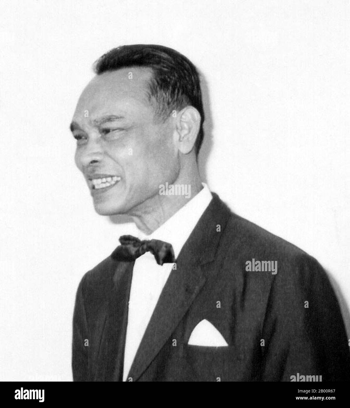 Cambodia: Neak Ang Rajavong Sisowath Sirik Matak (1914-1975).  Prince Sisowath Sirik Matak (January 22, 1914 — April 21, 1975) was a member of the Cambodian royal family. He was mainly notable for his involvement in the 1970 right-wing coup against his cousin, Prince Norodom Sihanouk, and for his subsequent establishment, along with Lon Nol, of the Khmer Republic. He refused to flee the advancing Khmer Rouge and was captured and executed in April 1975. Stock Photo