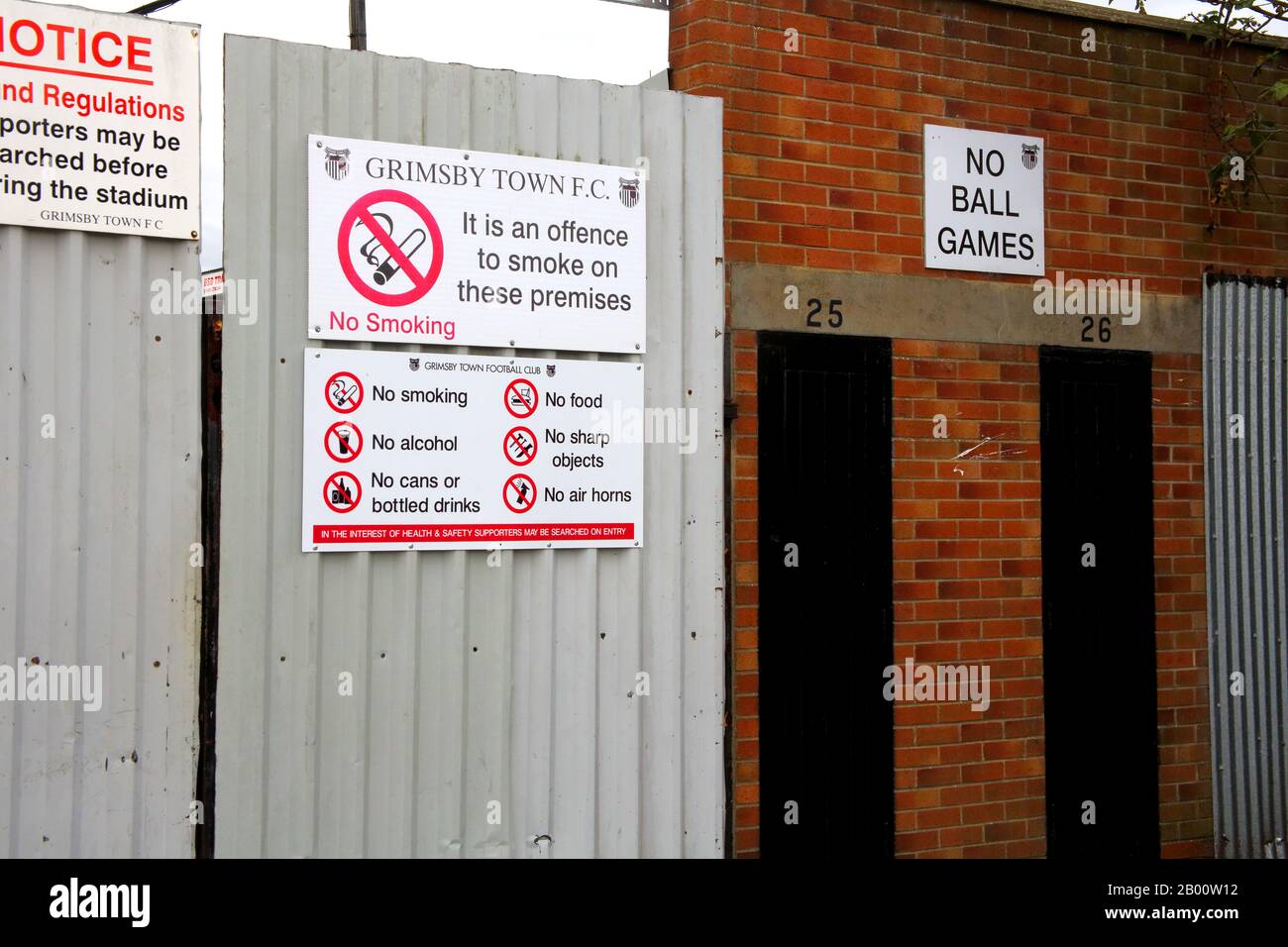 no ball games at grimsby town football club lincolnshire Stock Photo