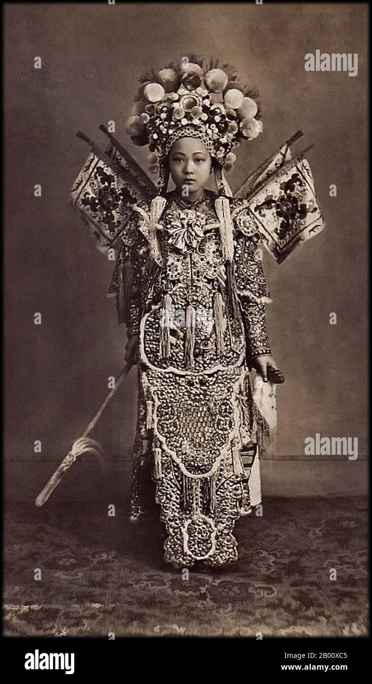Vietnam: An ethnic Chinese actress in Cholon, Saigon, French Cochinchina c. 1900.  Cholon or 'Big Market' in Vietnamese has long been the ethnic Chinese quarter of Saigon or Ho Chi Minh City, and remains so into the 21st century. In Vietnamese ethnic Chinese residents are called 'Hoa'. Stock Photo