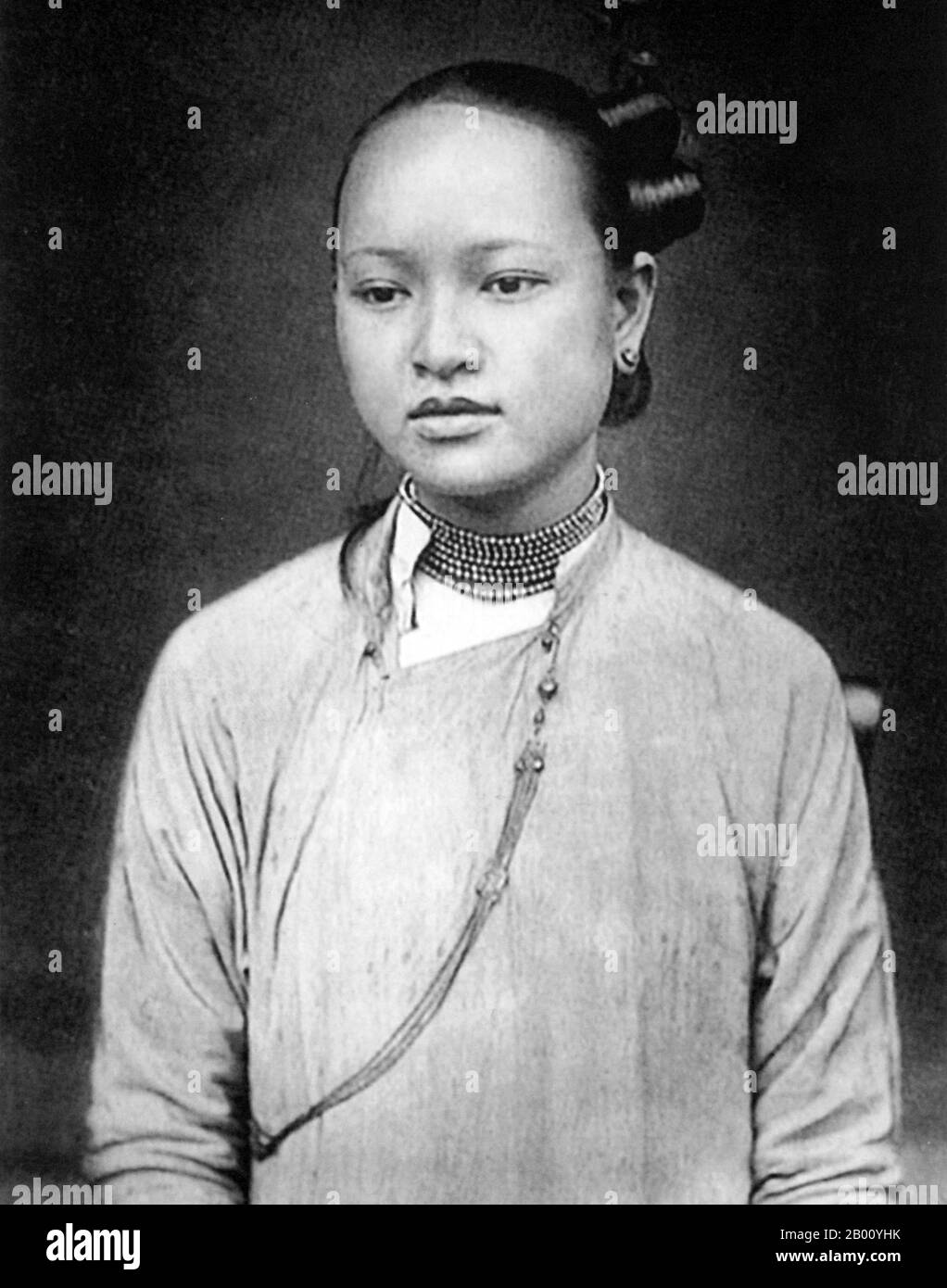 Vietnam: Woman of Saigon (early 20th century).  Vietnam's independence was gradually eroded by France in a series of military conquests from 1859 until 1885 when the entire country became part of French Indochina. Significant political and cultural changes were placed on the Vietnamese people, including the propagation of Roman Catholicism. When Emperor Thanh Thai, who was opposed to French colonial rule, was exiled in 1907, the French decided to pass the throne to his son who was only seven years old, because they thought someone so young would be easily influenced and controlled. Stock Photo