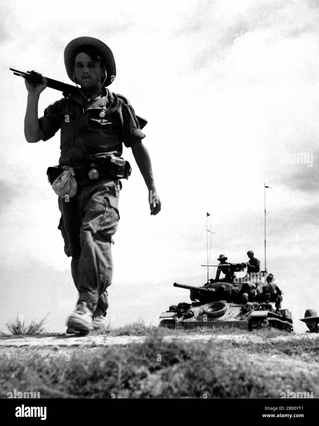 Vietnam: French Foreign Legion on patrol in Red River Delta, Vietnam, c. 1954.  French Foreign Legion on patrol in Red River Delta, Vietnam, during the latter stages of the First Indochina War. Stock Photo
