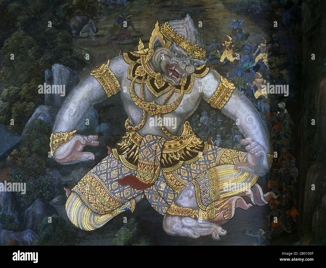 Thailand Hanuman the Monkey godking, Ramakien (Ramayana) murals, Wat